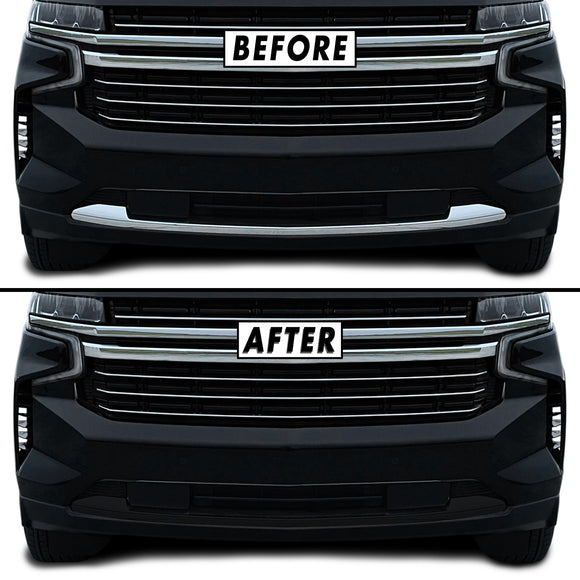 2021-2023 Chevrolet Suburban | Front Bumper Lower Lip Trim Chrome Delete PreCut Vinyl Wrap