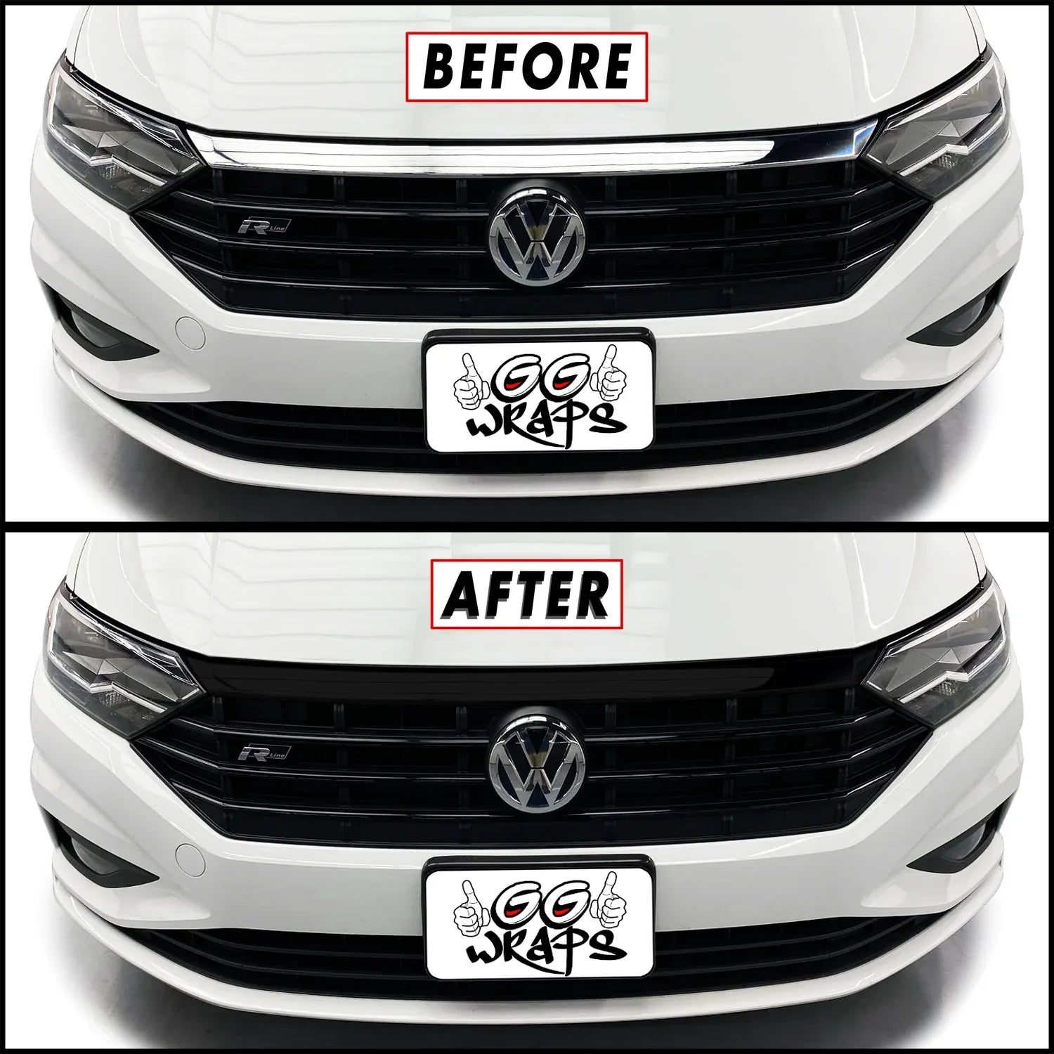 2019-2021 Volkswagen Jetta R-Line | Front Grill Trim Chrome Delete PreCut Vinyl Wrap