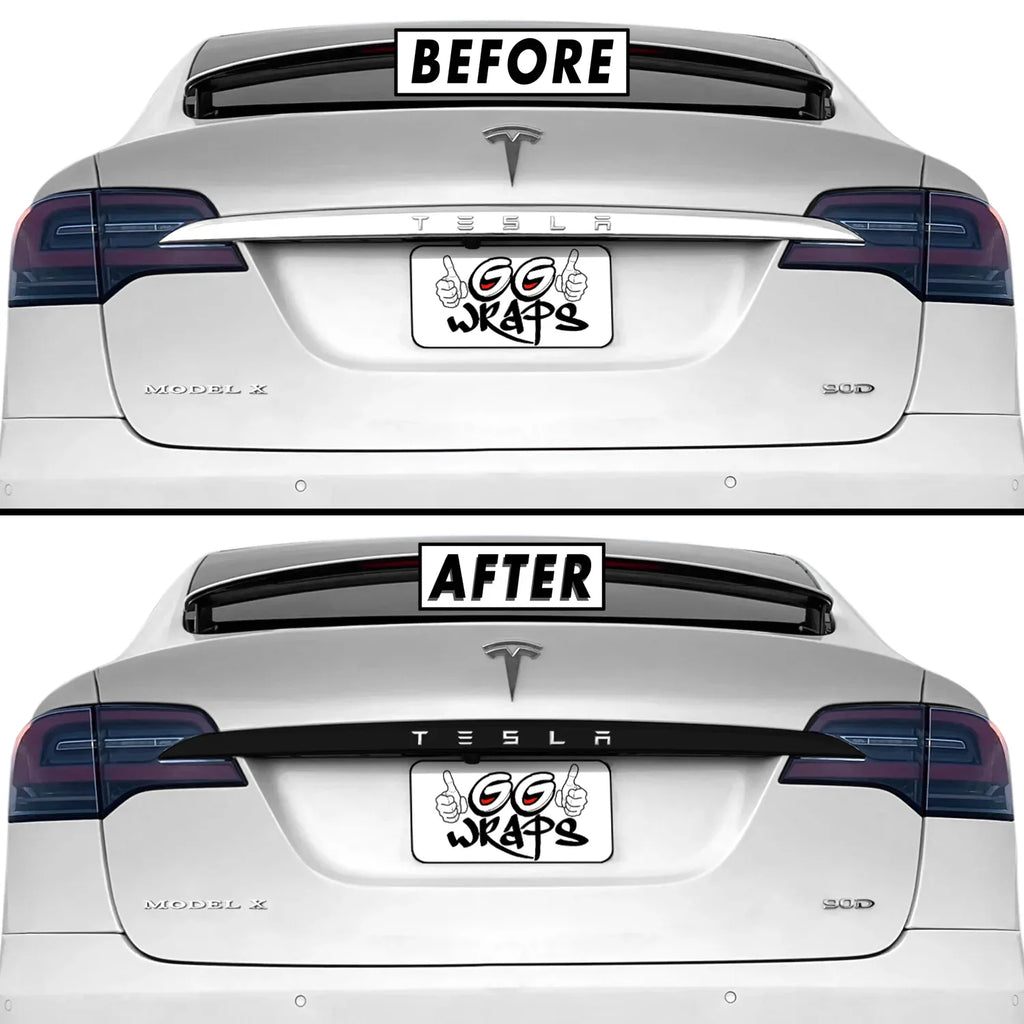2016-2021 Tesla Model X | Rear Trunk Trim Chrome Delete PreCut Vinyl Wrap