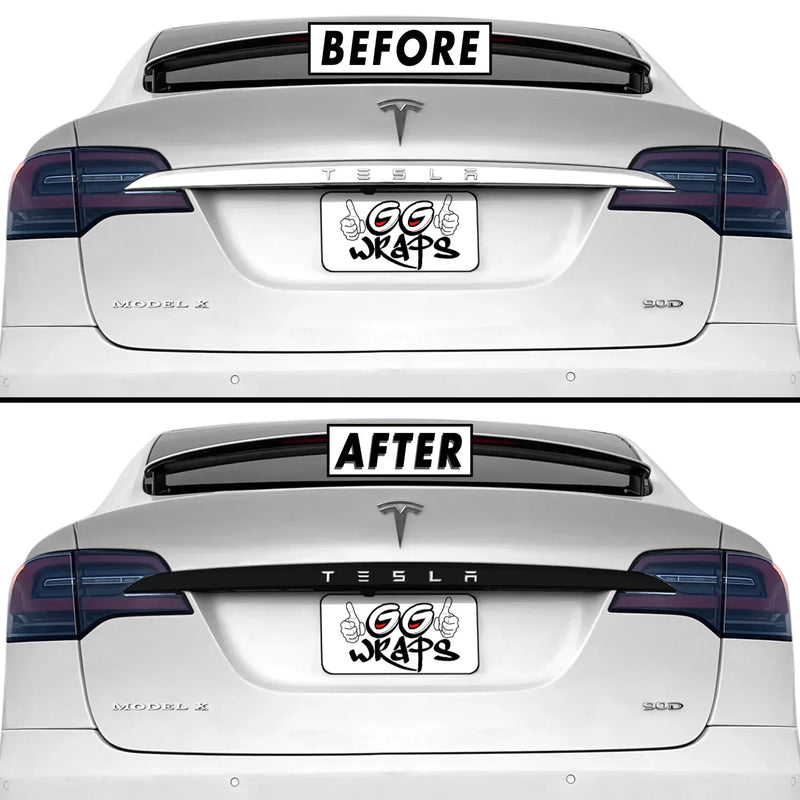 2016-2021 Tesla Model X | Rear Trunk Trim Chrome Delete PreCut Vinyl Wrap
