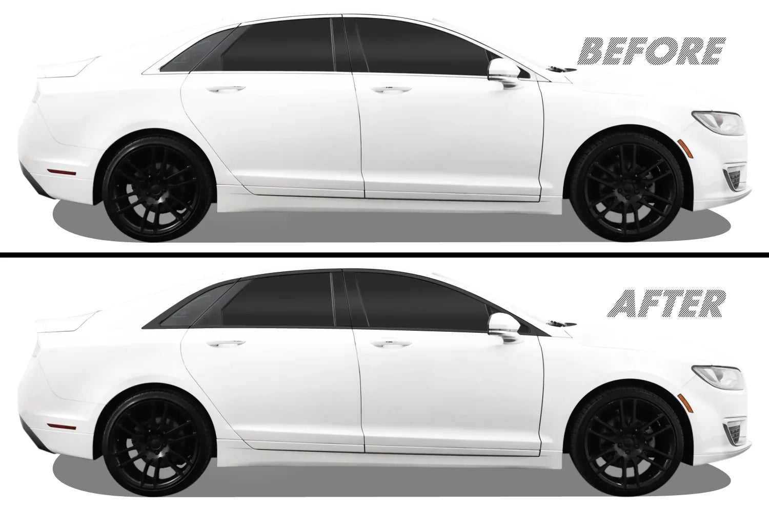 2013-2020 Lincoln MKZ | Window Trim Chrome Delete PreCut Vinyl Wrap