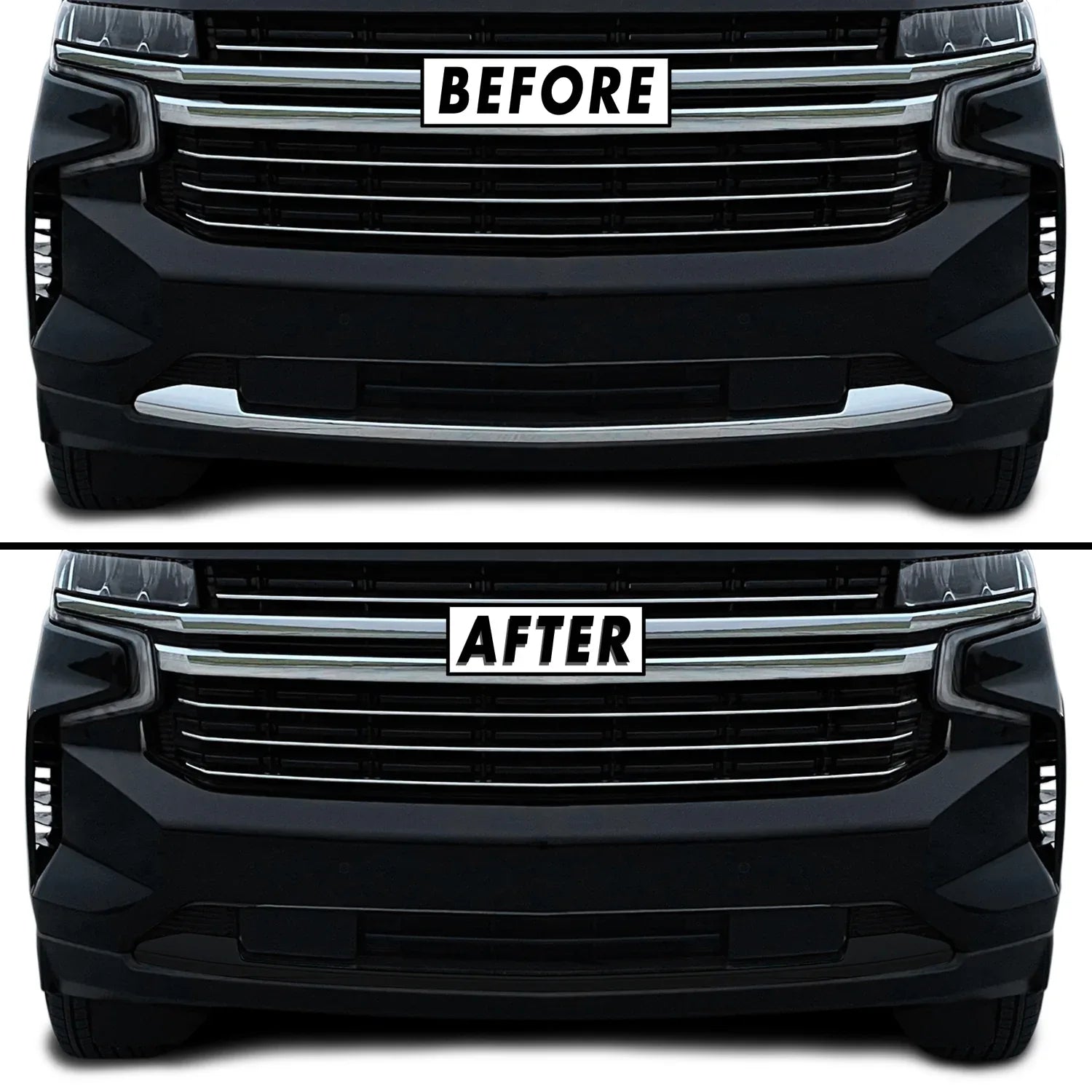 Chevy Suburban Front Bumper Replacement 2021-2024 Chevrolet Suburban | Front Bumper Lower Lip Trim Chrome Dele