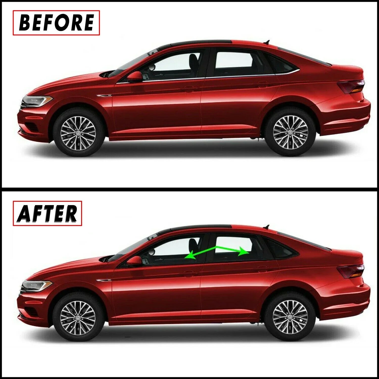 2019-2023 Volkswagen Jetta | Window Trim Chrome Delete PreCut Vinyl Wrap