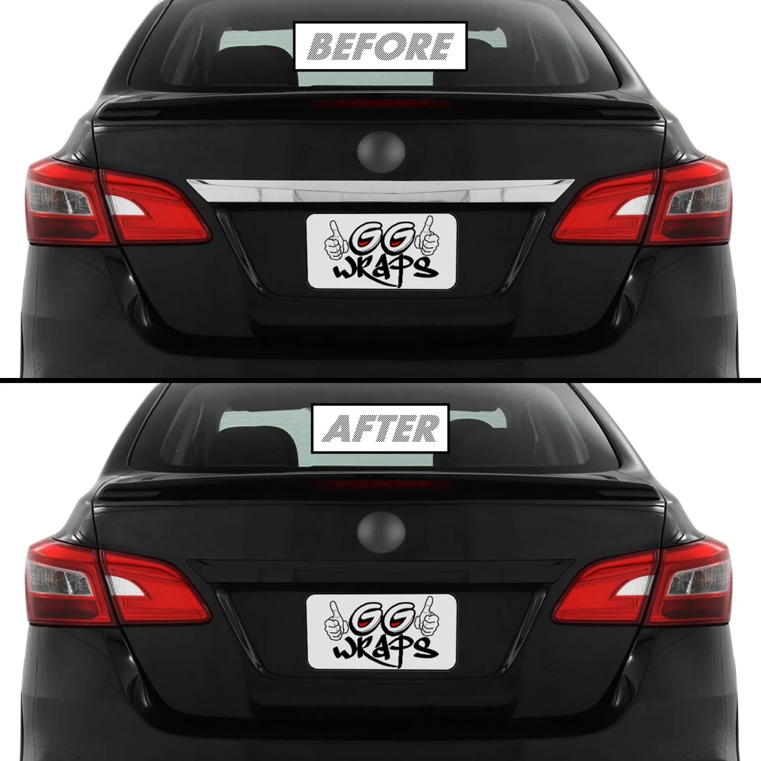 2016-2019 Nissan Sentra | Rear Trunk Trim Chrome Delete PreCut Vinyl Wrap