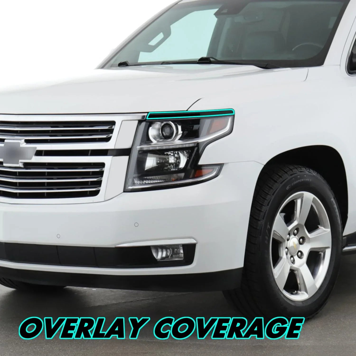 2015-2020 Chevrolet Suburban | Headlight Trim Chrome Delete PreCut Vinyl Wrap