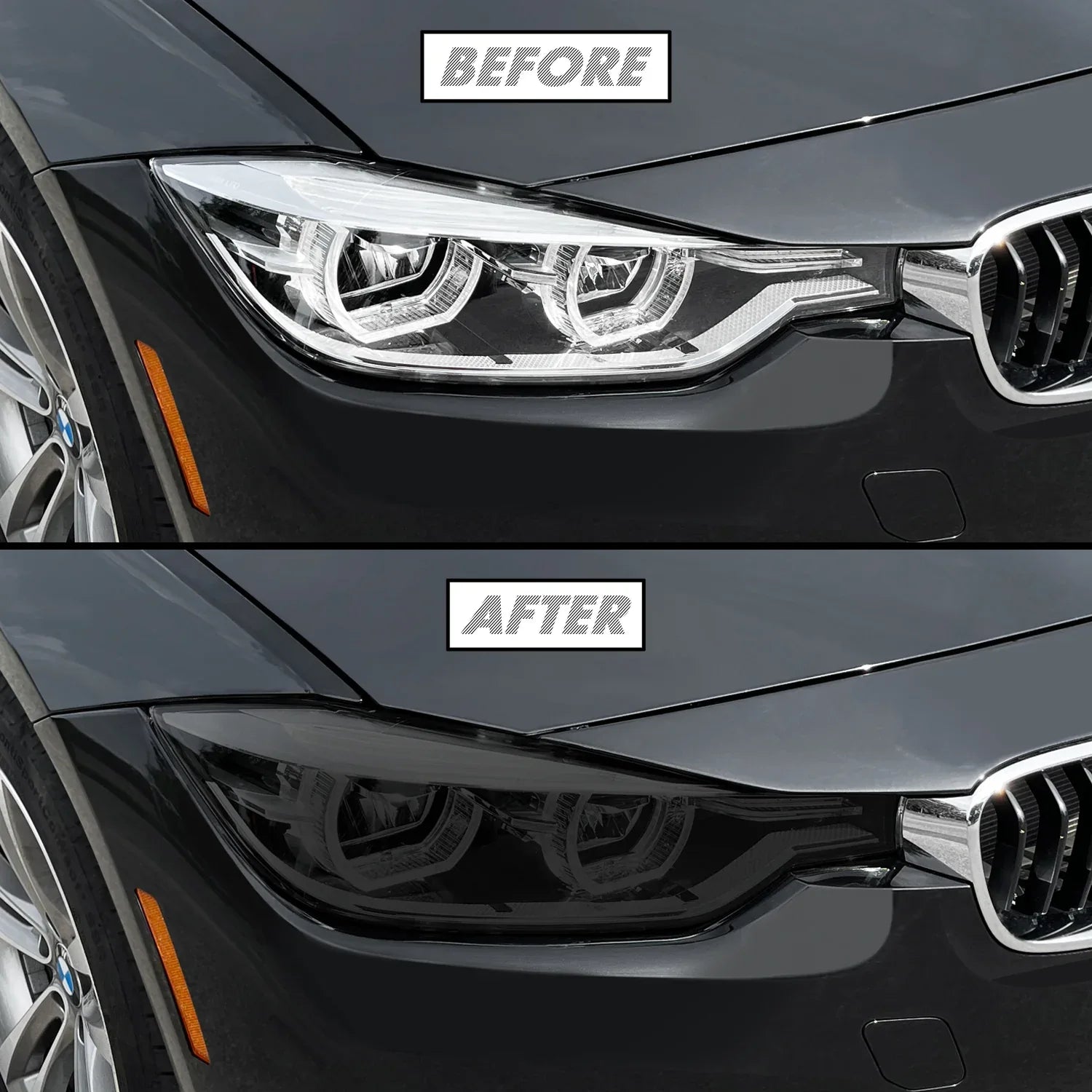 2012-2018 BMW 3 Series F30 Sedan | Headlight PreCut Tint Overlays