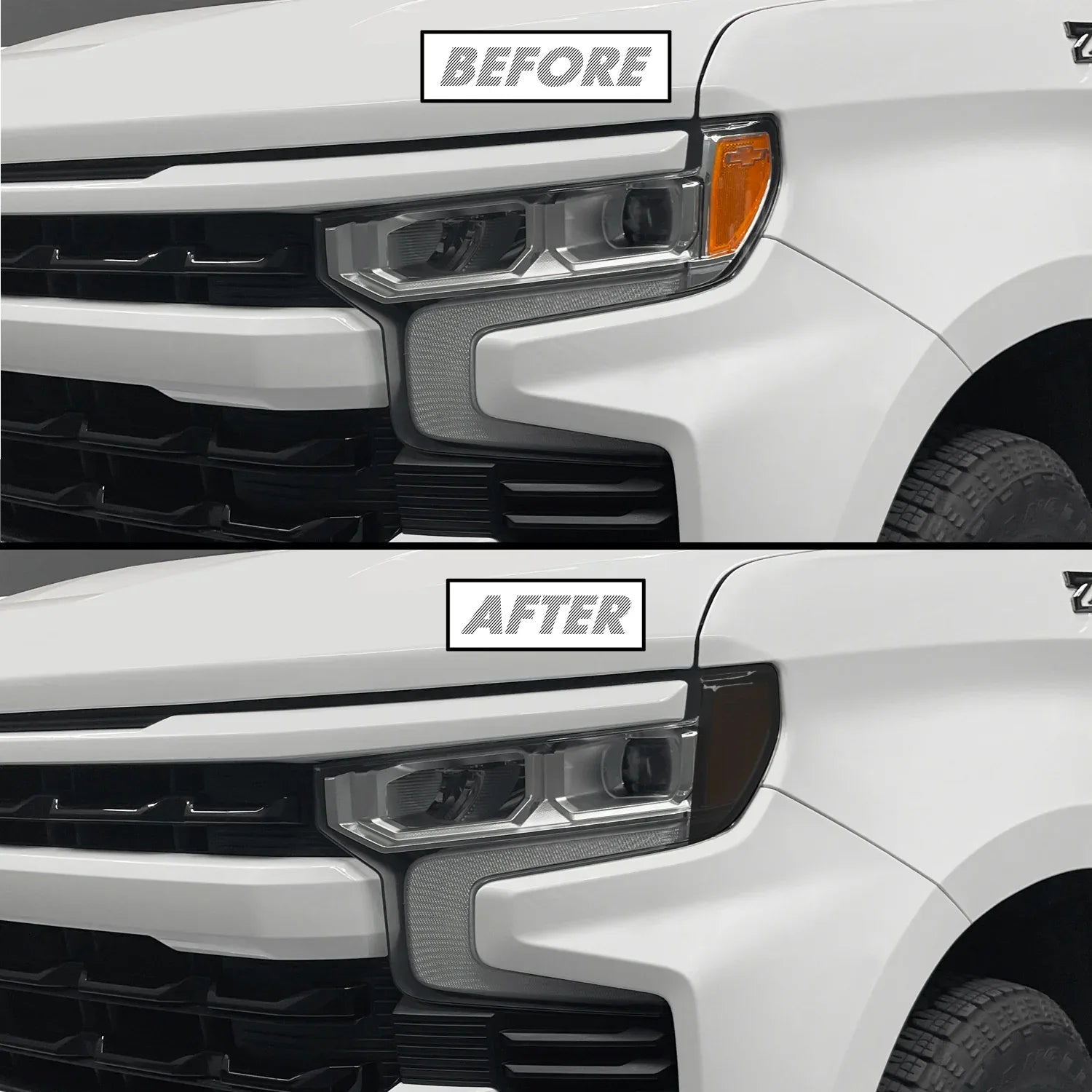 2022-2025 Chevrolet Silverado 1500 | Headlight Side Marker PreCut Tint Overlays