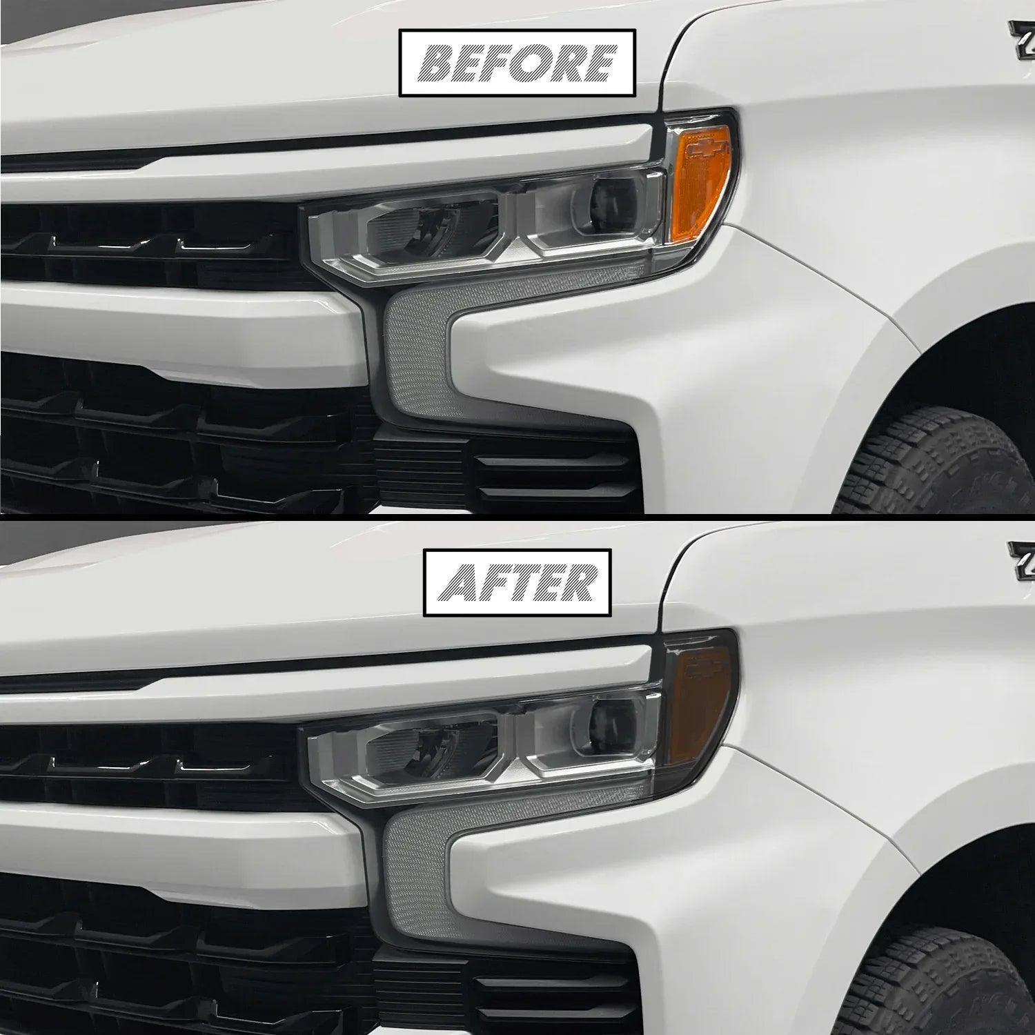 2022-2025 Chevrolet Silverado 1500 | Headlight Side Marker PreCut Tint Overlays