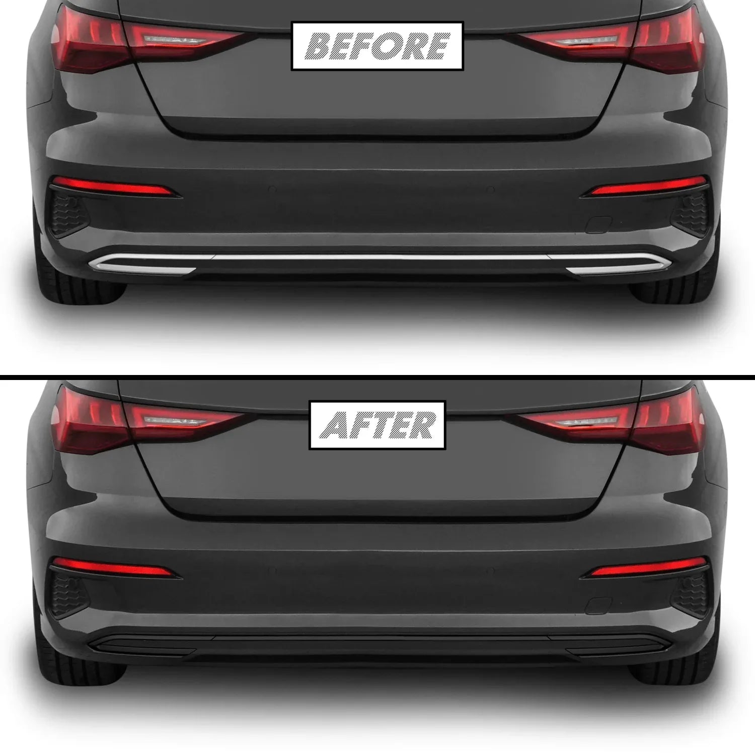 2022-2024 Audi A3 | Rear Bumper Diffuser Trim Chrome Delete PreCut Vinyl Wrap