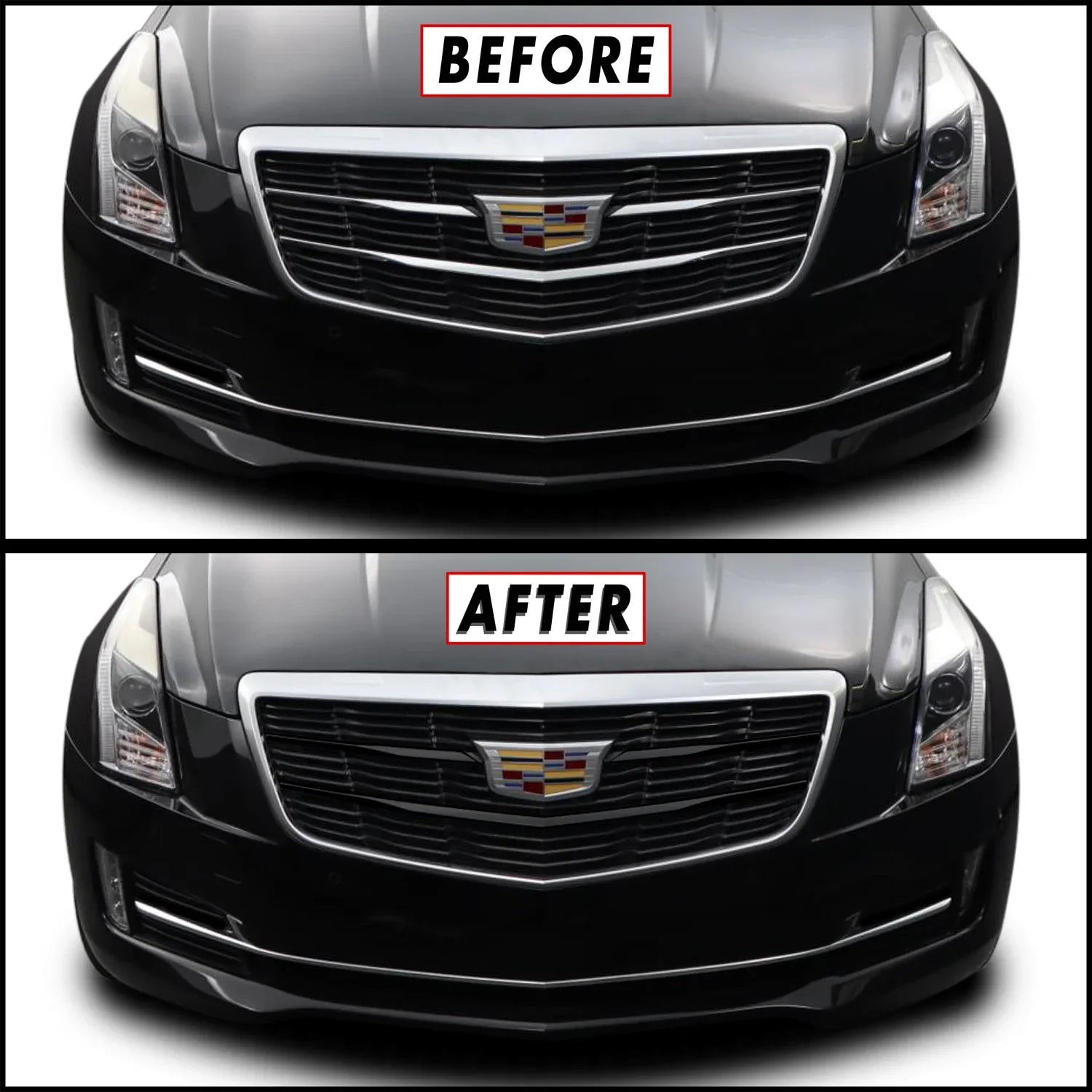 2015-2019 Cadillac ATS | Inner Front Grill Trim Chrome Delete PreCut Vinyl Wrap