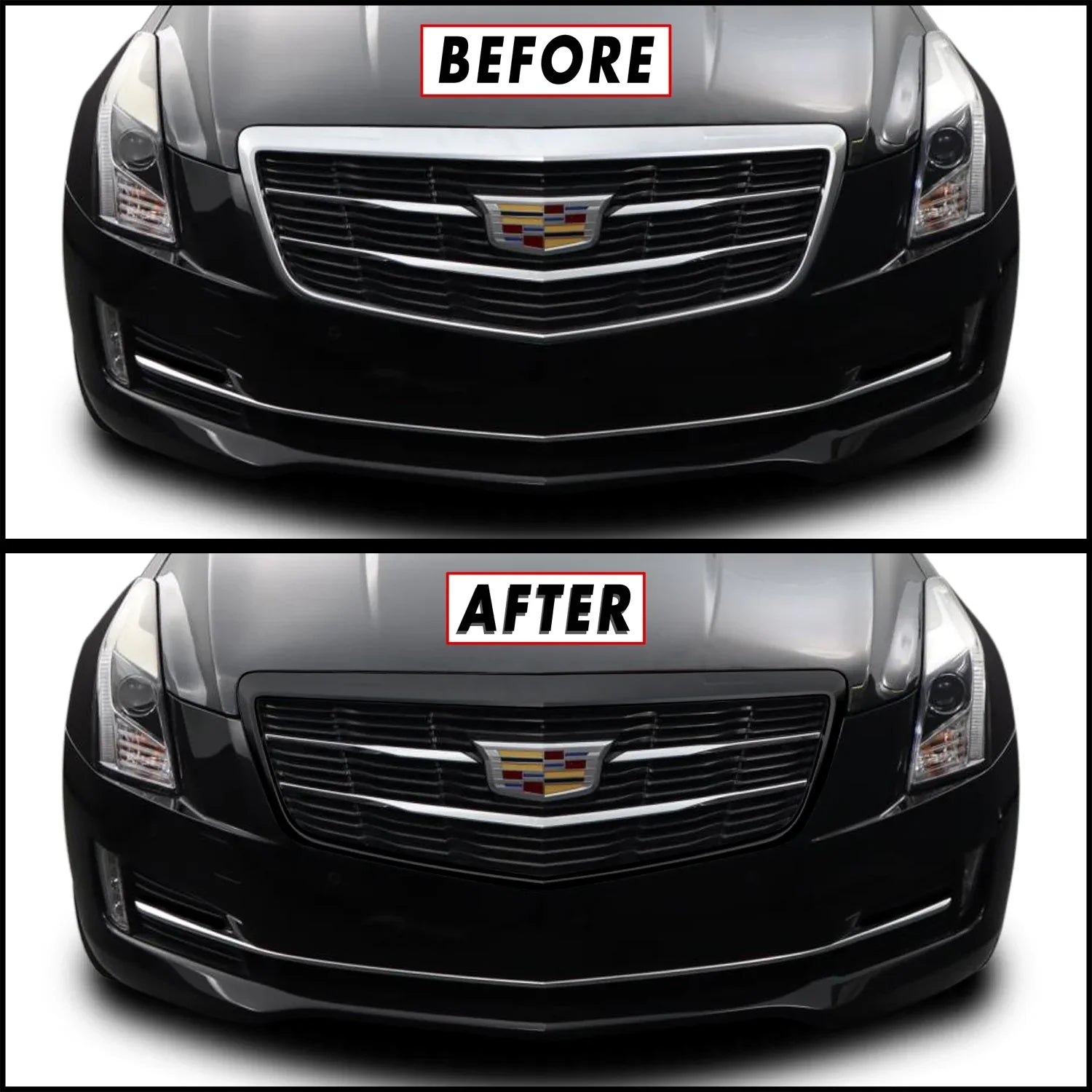 2015-2019 Cadillac ATS | Outer Front Grill Trim Chrome Delete PreCut Vinyl Wrap