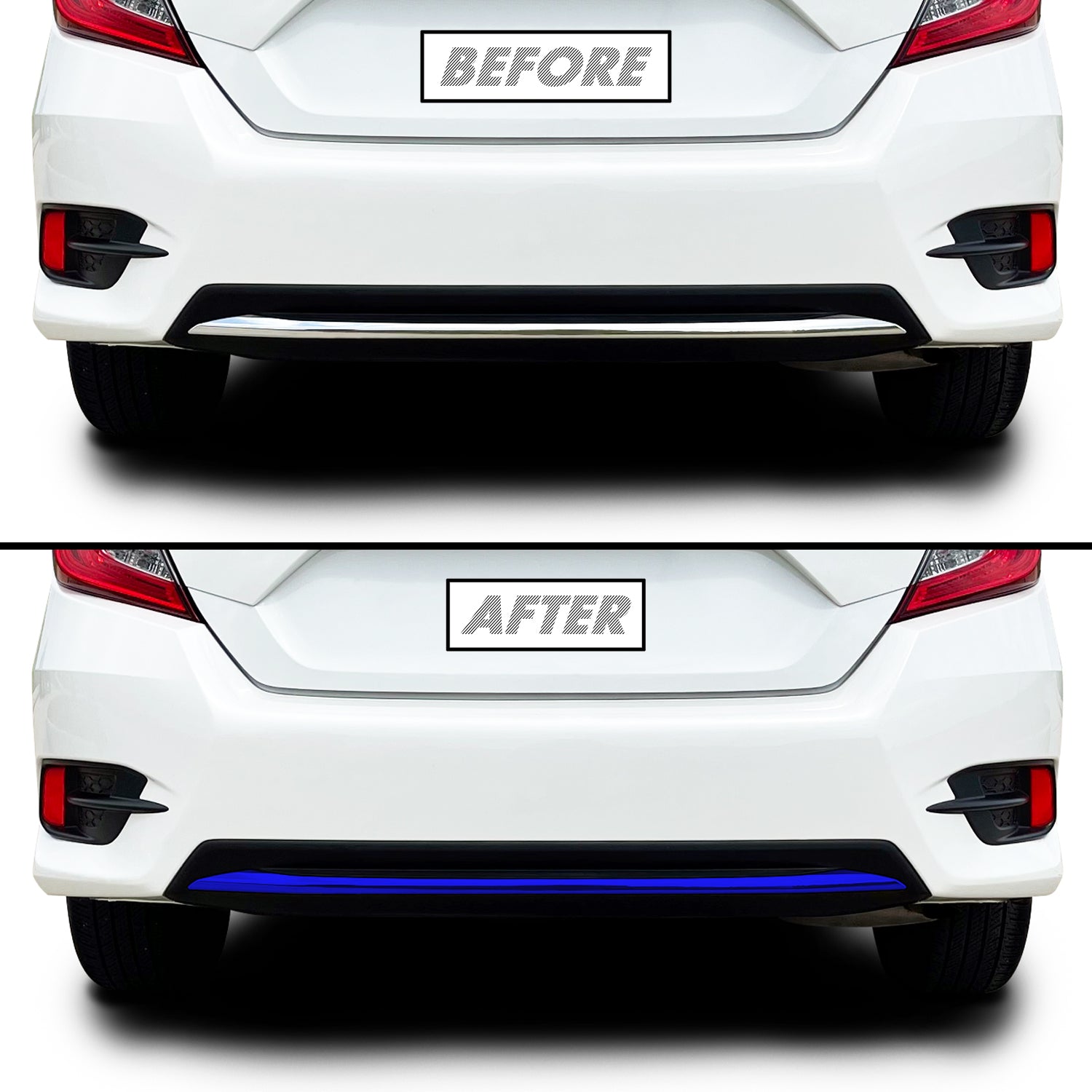 2019-2021 Honda Civic | Rear Bumper Diffuser Trim Chrome Delete PreCut Vinyl Wrap