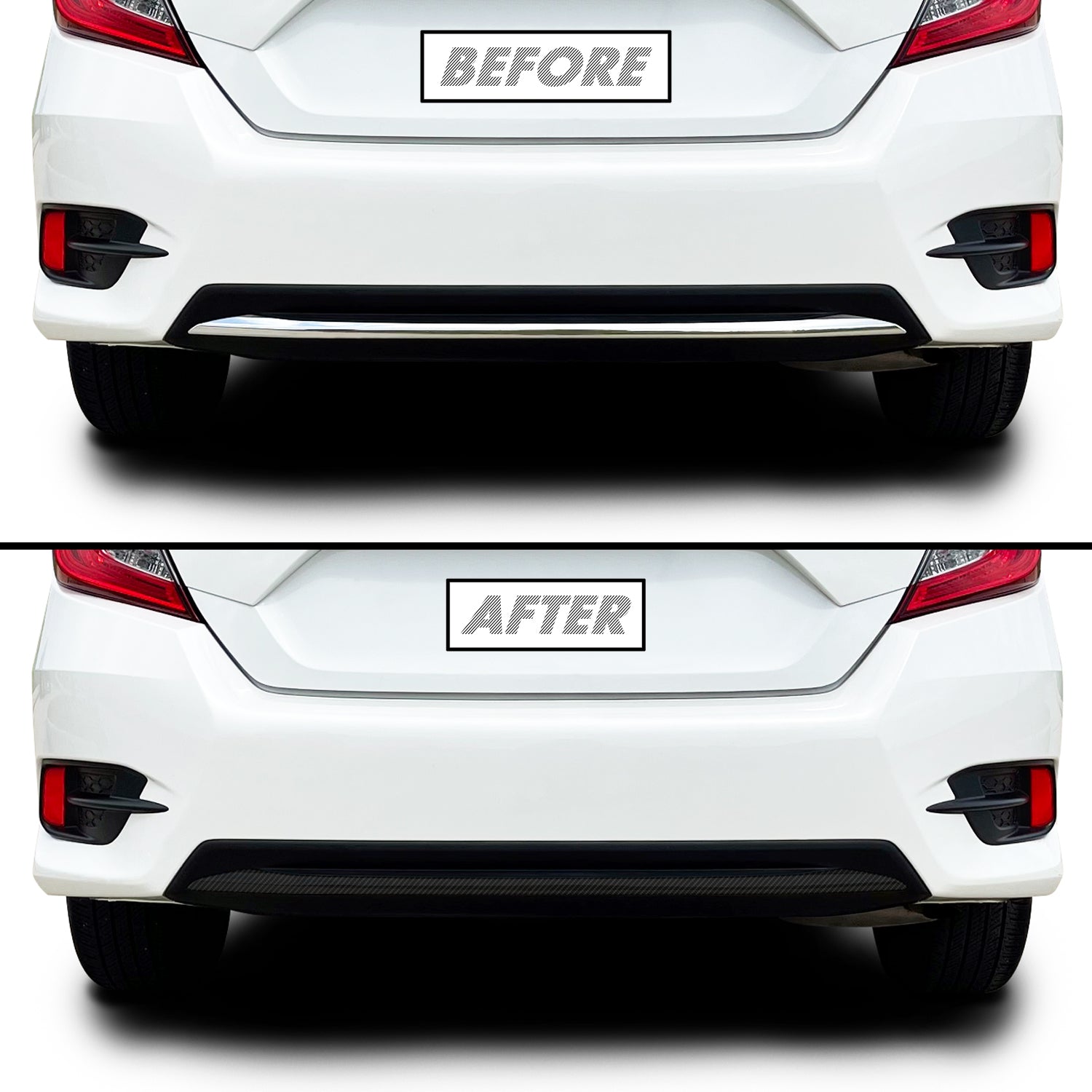 2019-2021 Honda Civic | Rear Bumper Diffuser Trim Chrome Delete PreCut Vinyl Wrap