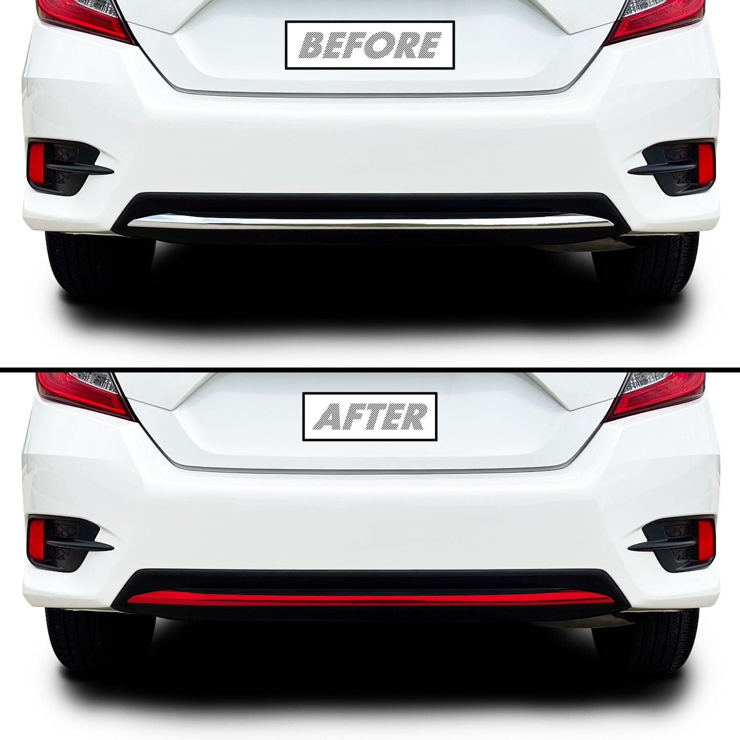 2019-2021 Honda Civic | Rear Bumper Diffuser Trim Chrome Delete PreCut Vinyl Wrap