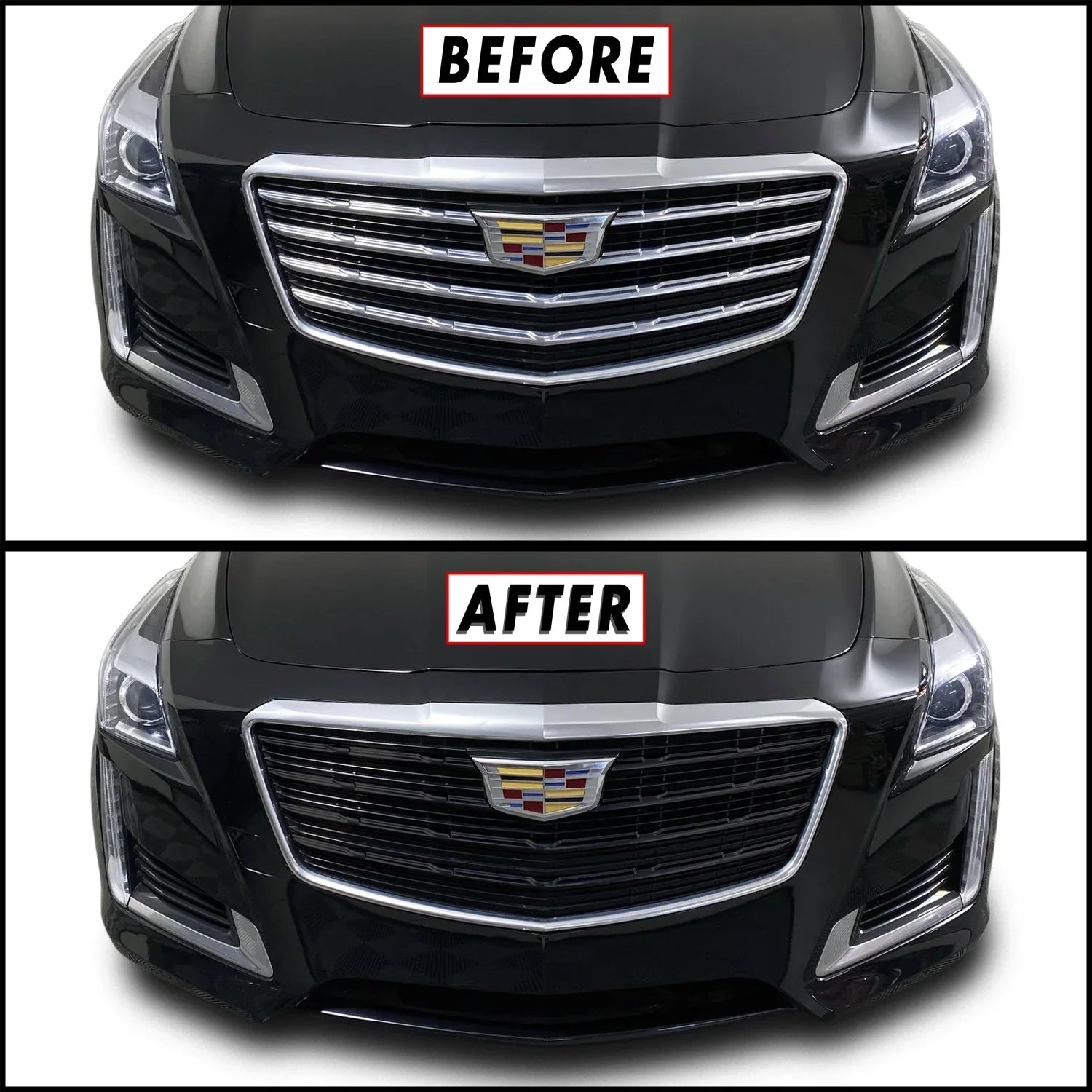 2015-2019 Cadillac CTS | Inner Front Grill Trim Chrome Delete PreCut Vinyl Wrap