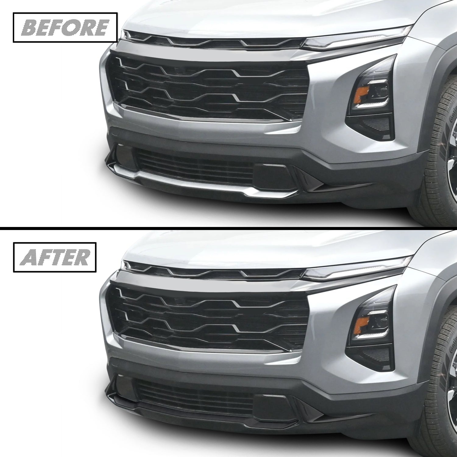 2025-2026 Chevrolet Equinox | Front Bumper Lower Lip Trim Chrome Delete PreCut Vinyl Wrap