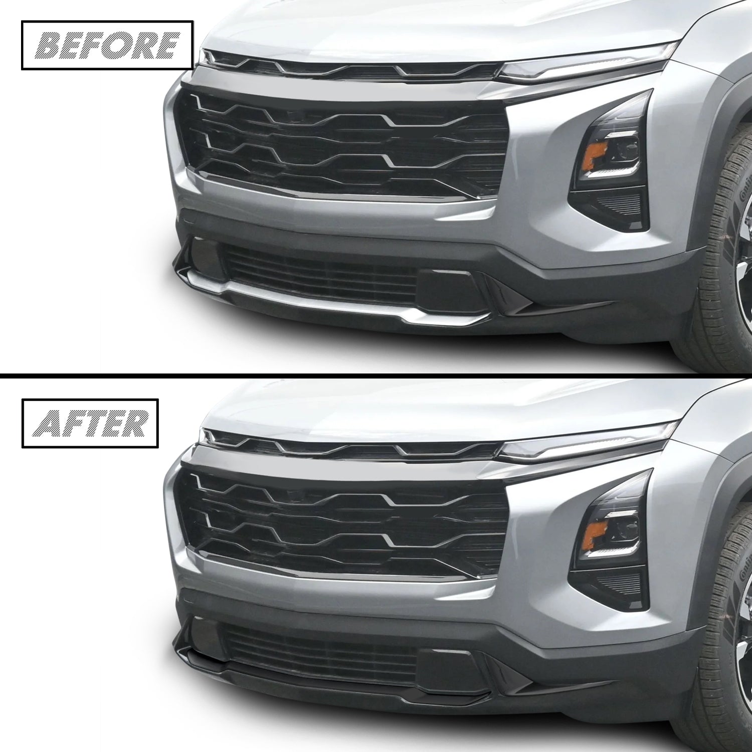 2025-2026 Chevrolet Equinox | Front Bumper Lower Lip Trim Chrome Delete PreCut Vinyl Wrap