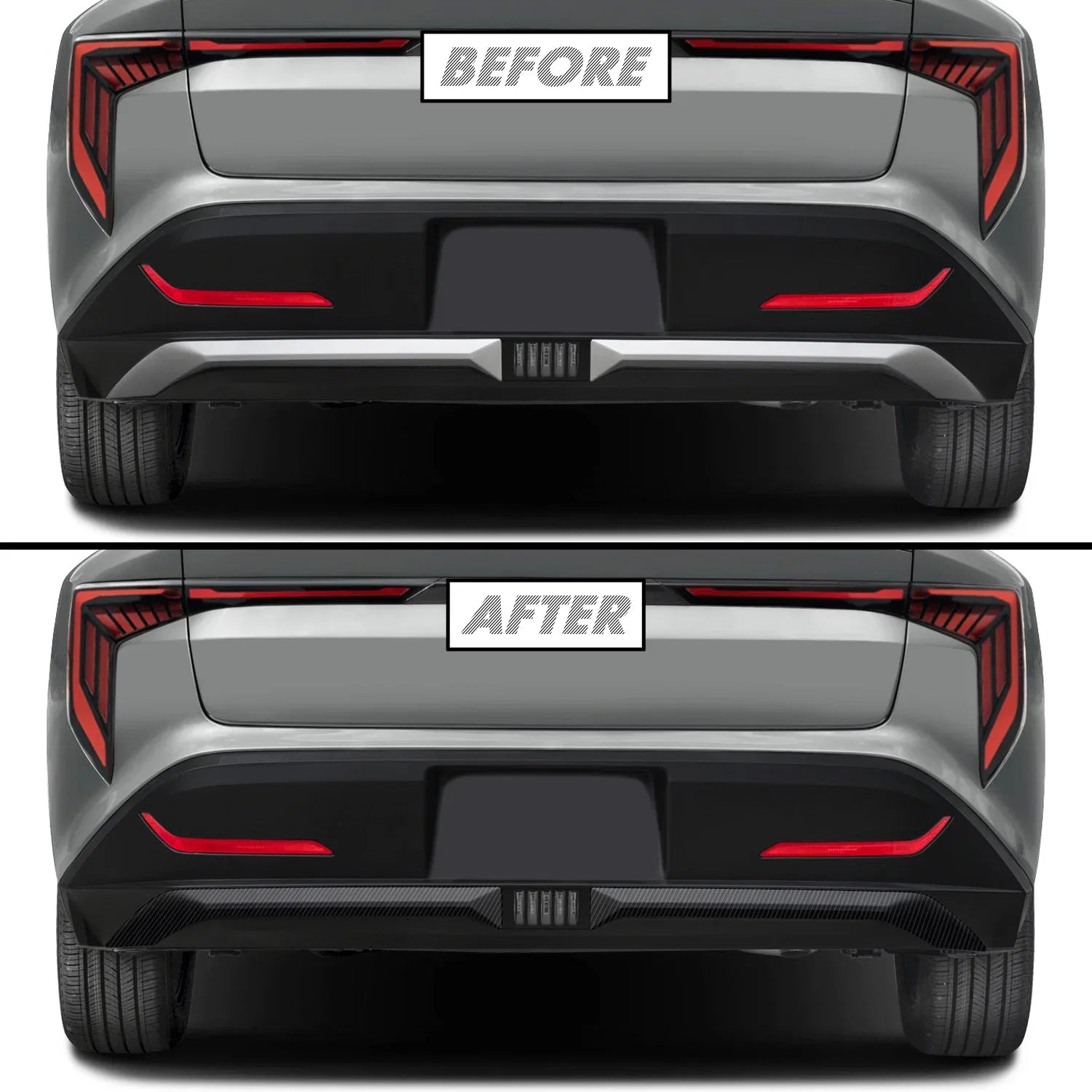 2025-2026 Kia K4 | Rear Bumper Diffuser Trim Chrome Delete PreCut Vinyl Wrap