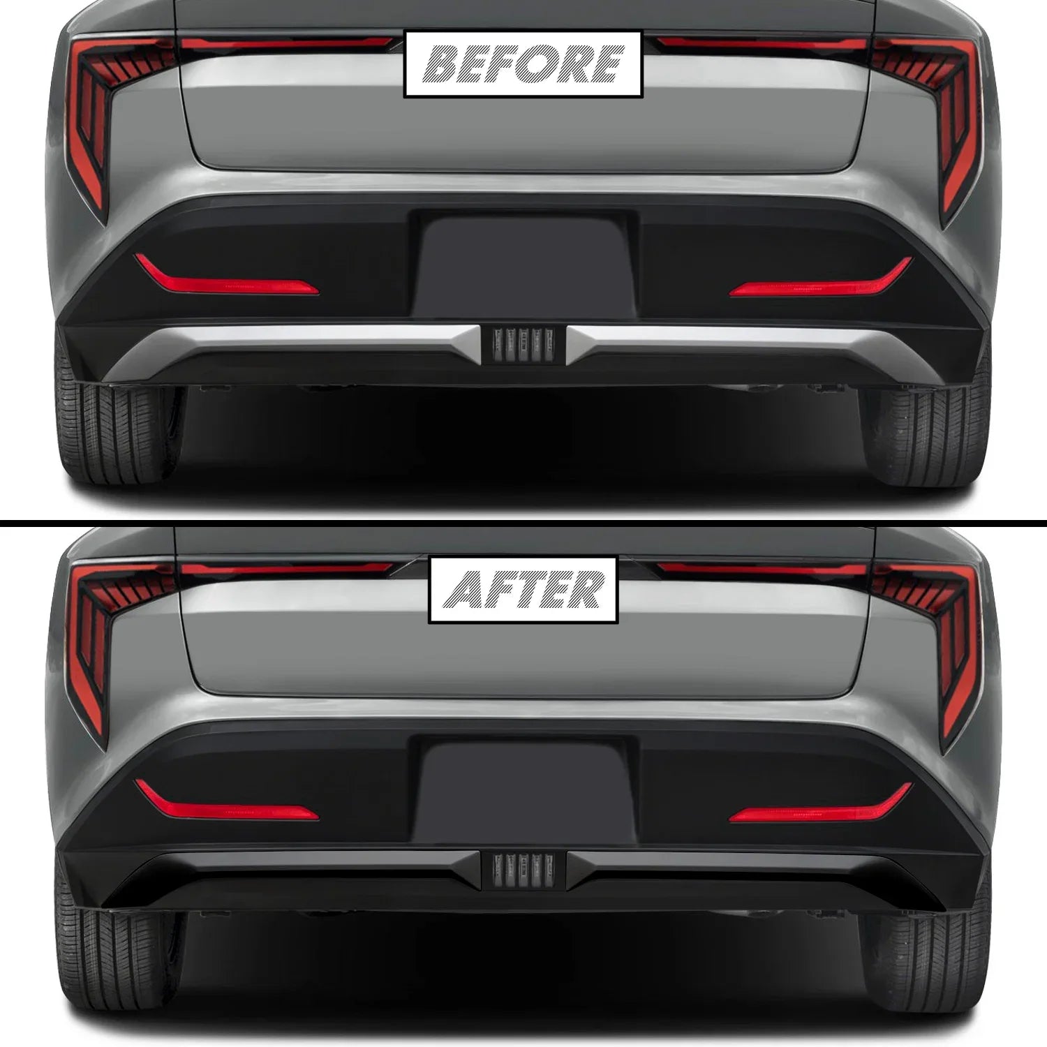 2025-2026 Kia K4 | Rear Bumper Diffuser Trim Chrome Delete PreCut Vinyl Wrap
