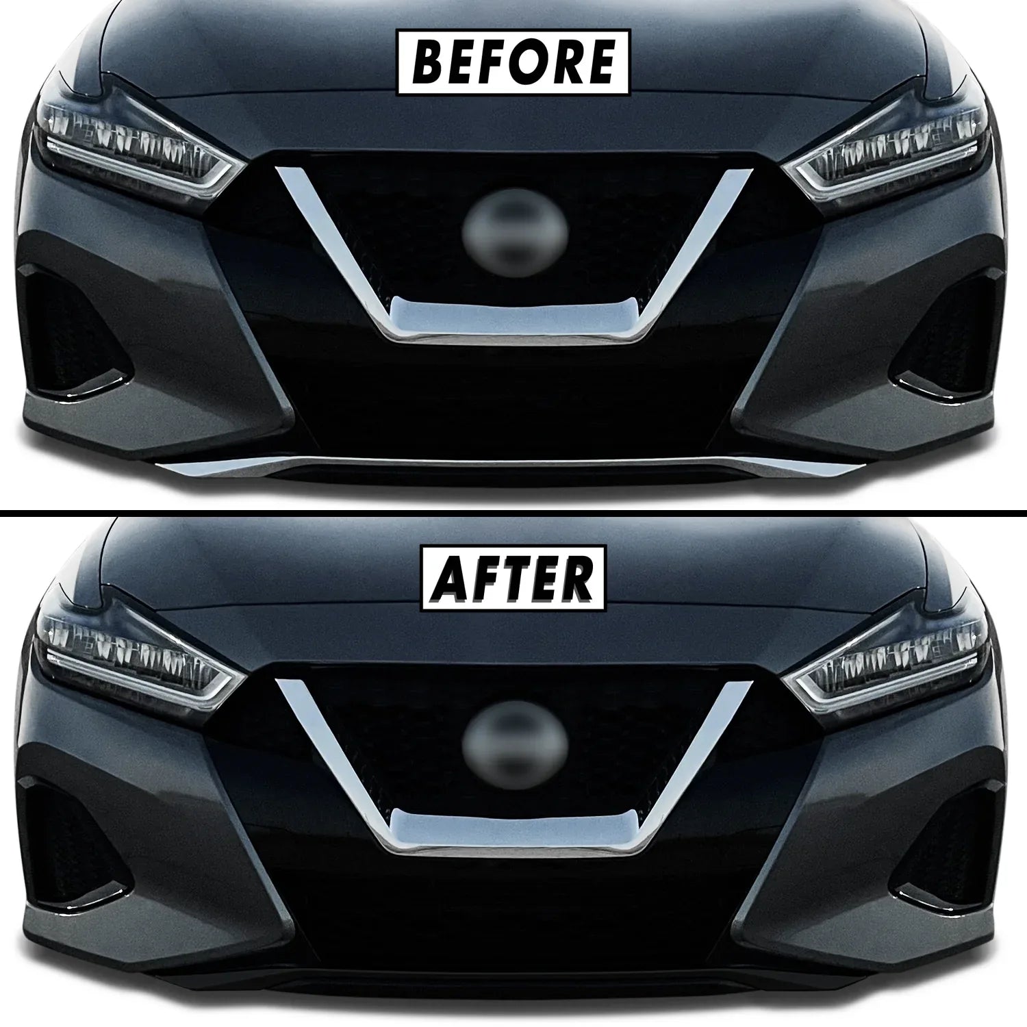 2019-2023 Nissan Maxima | Front Bumper Lower Lip Trim Chrome Delete PreCut Vinyl Wrap