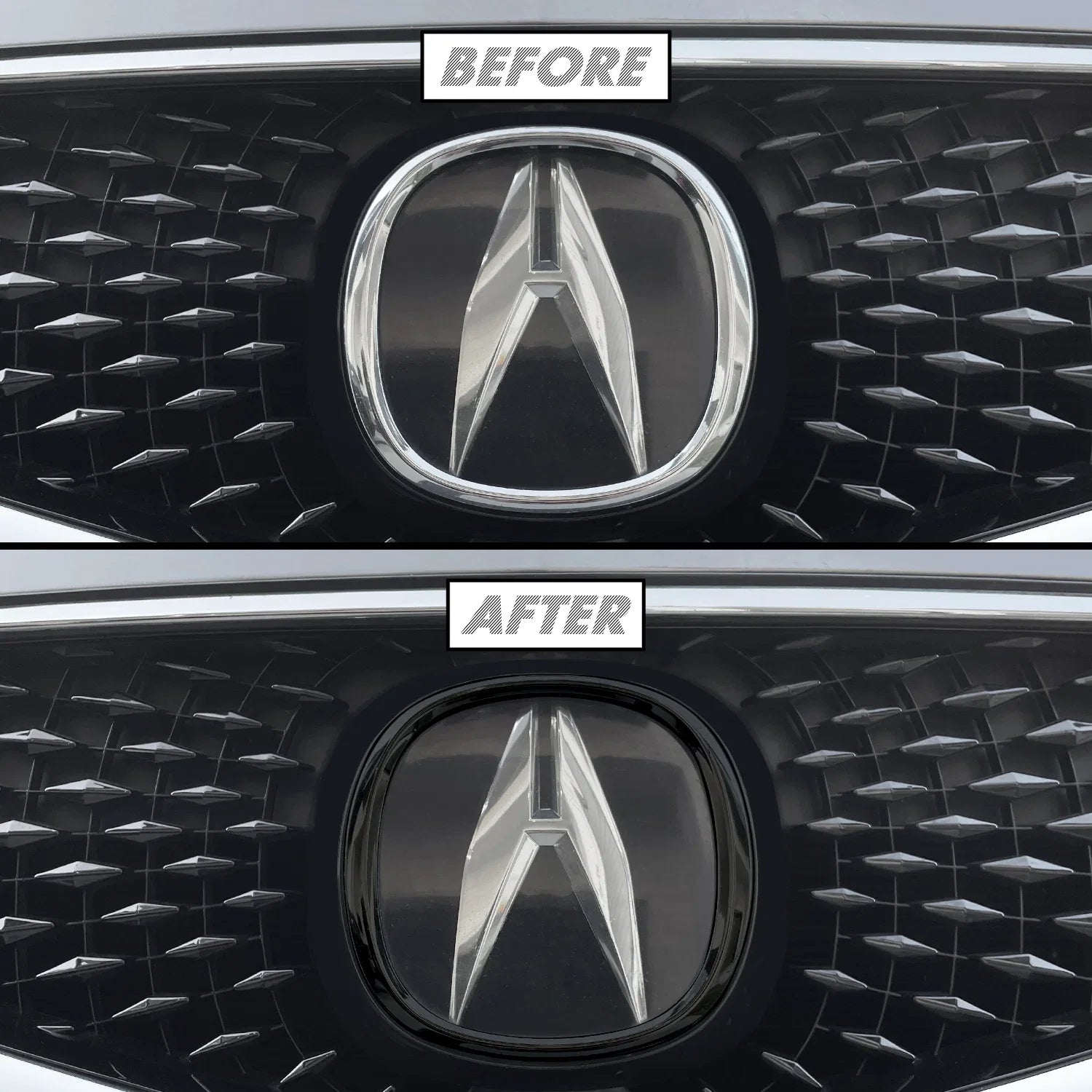 2017-2020 Acura MDX | Front Emblem Trim Chrome Delete PreCut Vinyl Wrap