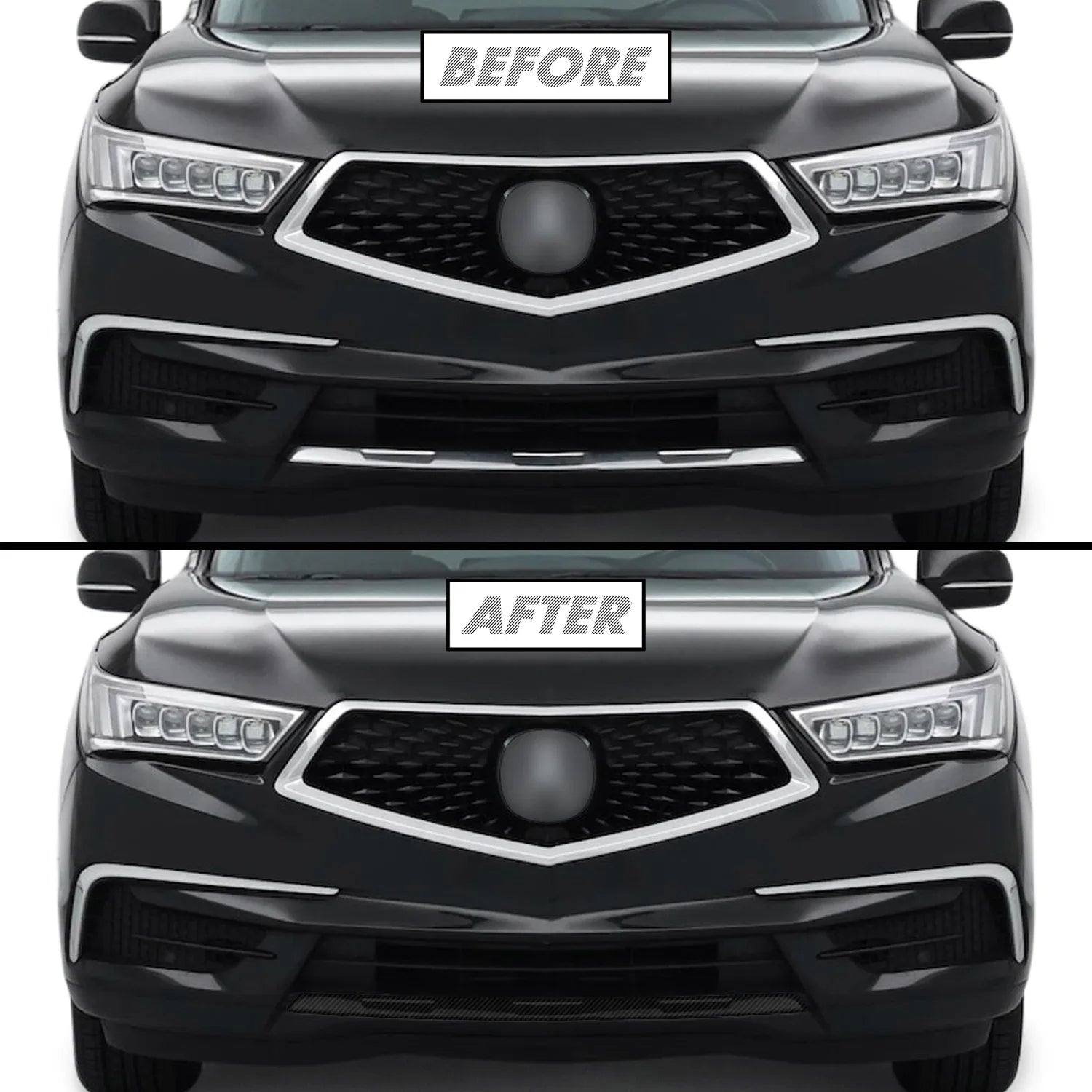 2017-2020 Acura MDX | Front Bumper Lower Lip Trim Chrome Delete PreCut Vinyl Wrap