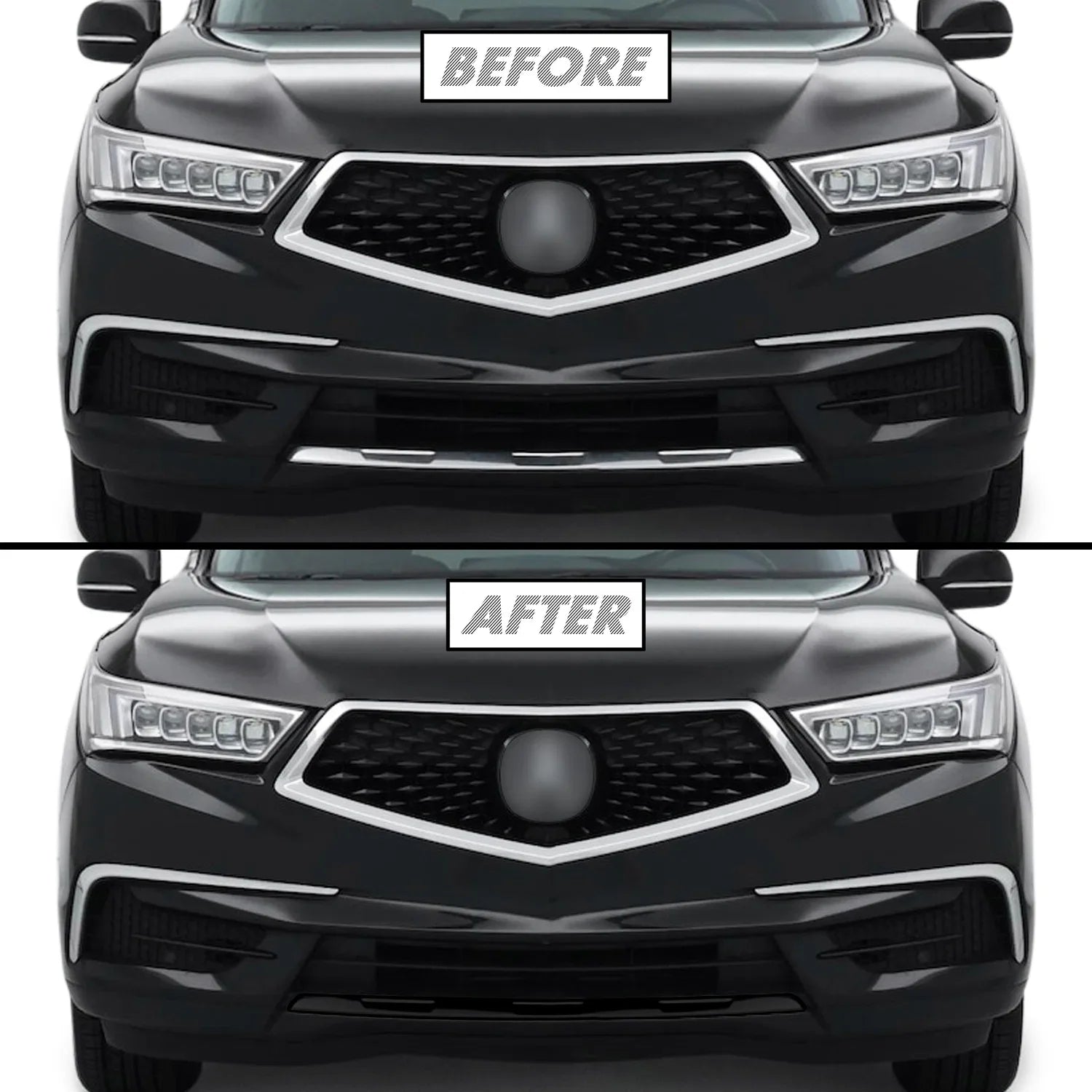 2017-2020 Acura MDX | Front Bumper Lower Lip Trim Chrome Delete PreCut Vinyl Wrap