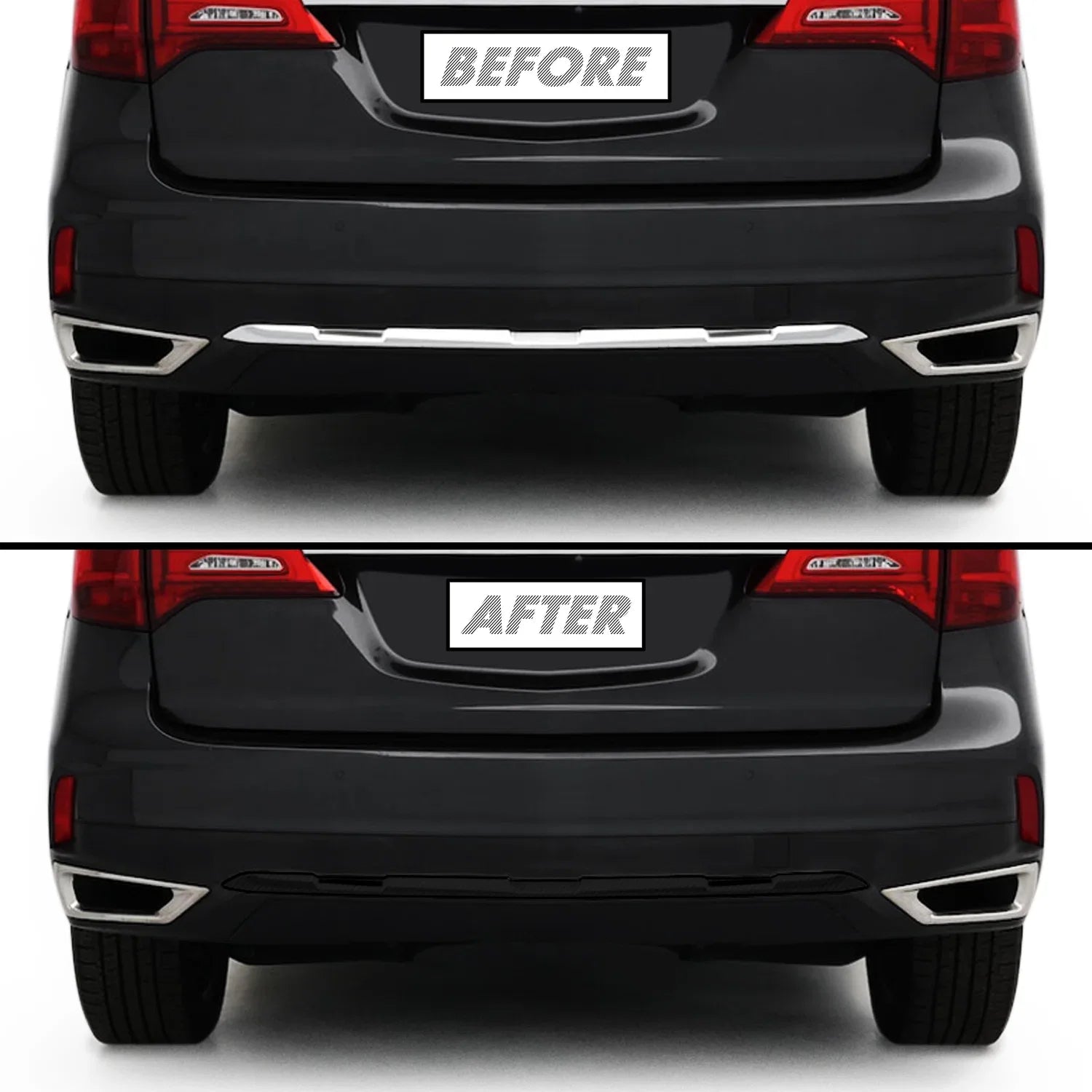 2017-2020 Acura MDX | Rear Bumper Diffuser Trim Chrome Delete PreCut Vinyl Wrap