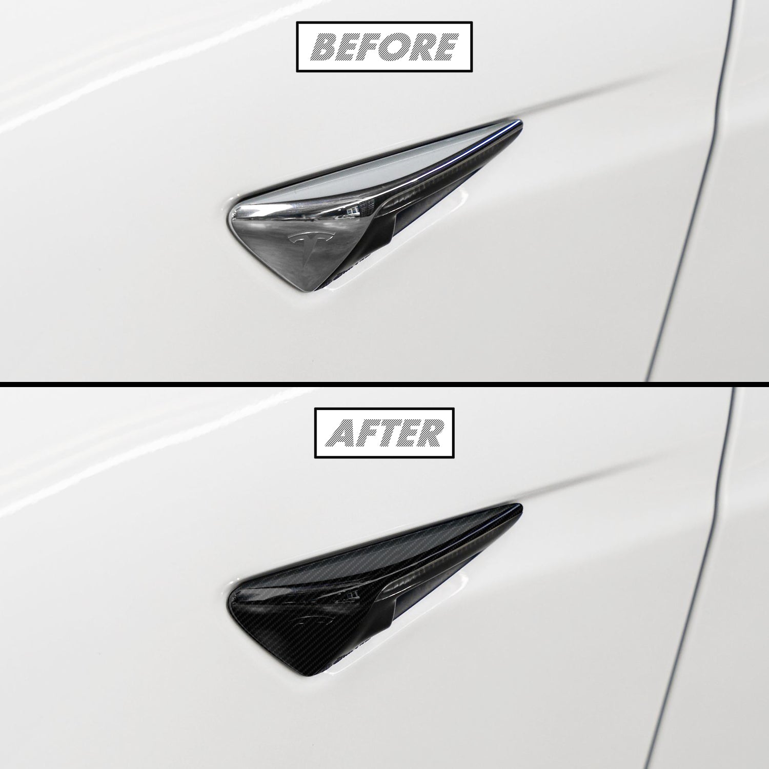 2012-2022 Tesla Model S | Fender Camera Trim Chrome Delete PreCut Vinyl Wrap