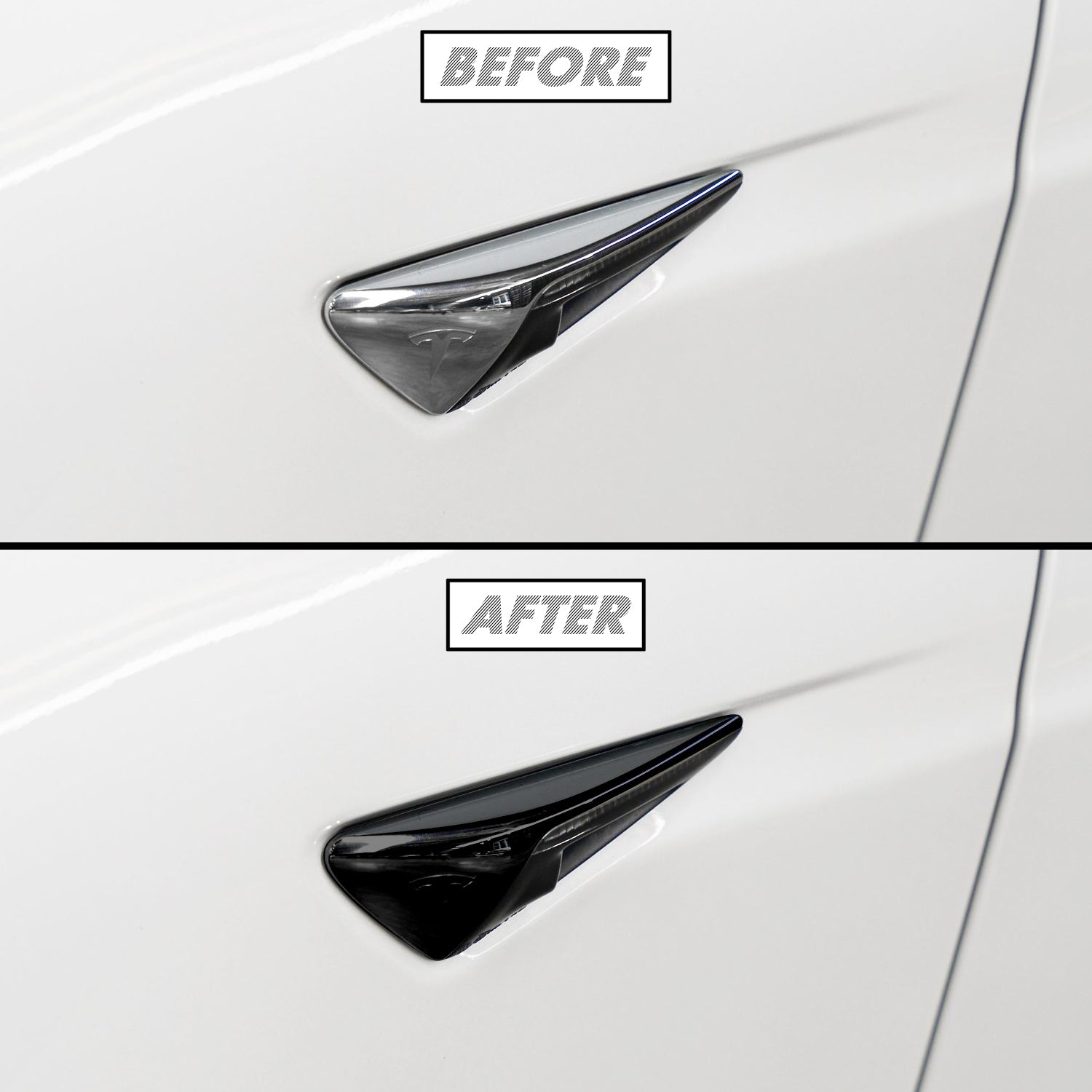2012-2022 Tesla Model S | Fender Camera Trim Chrome Delete PreCut Vinyl Wrap