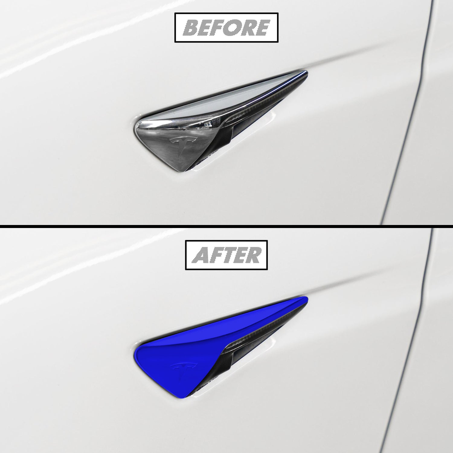 2012-2022 Tesla Model S | Fender Camera Trim Chrome Delete PreCut Vinyl Wrap