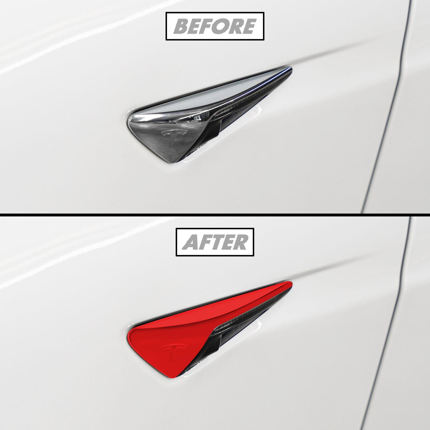 2012-2022 Tesla Model S | Fender Camera Trim Chrome Delete PreCut Vinyl Wrap