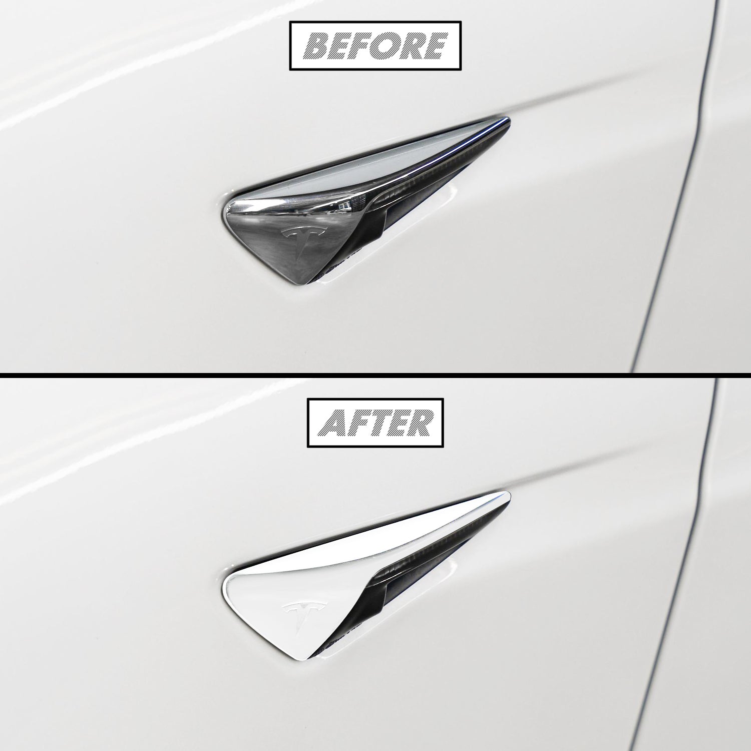 2012-2022 Tesla Model S | Fender Camera Trim Chrome Delete PreCut Vinyl Wrap
