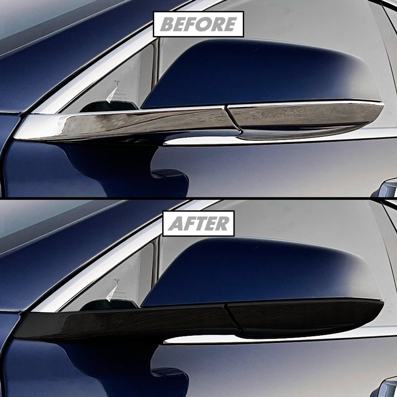 2012-2022 Tesla Model S | Mirror Trim Chrome Delete PreCut Vinyl Wrap