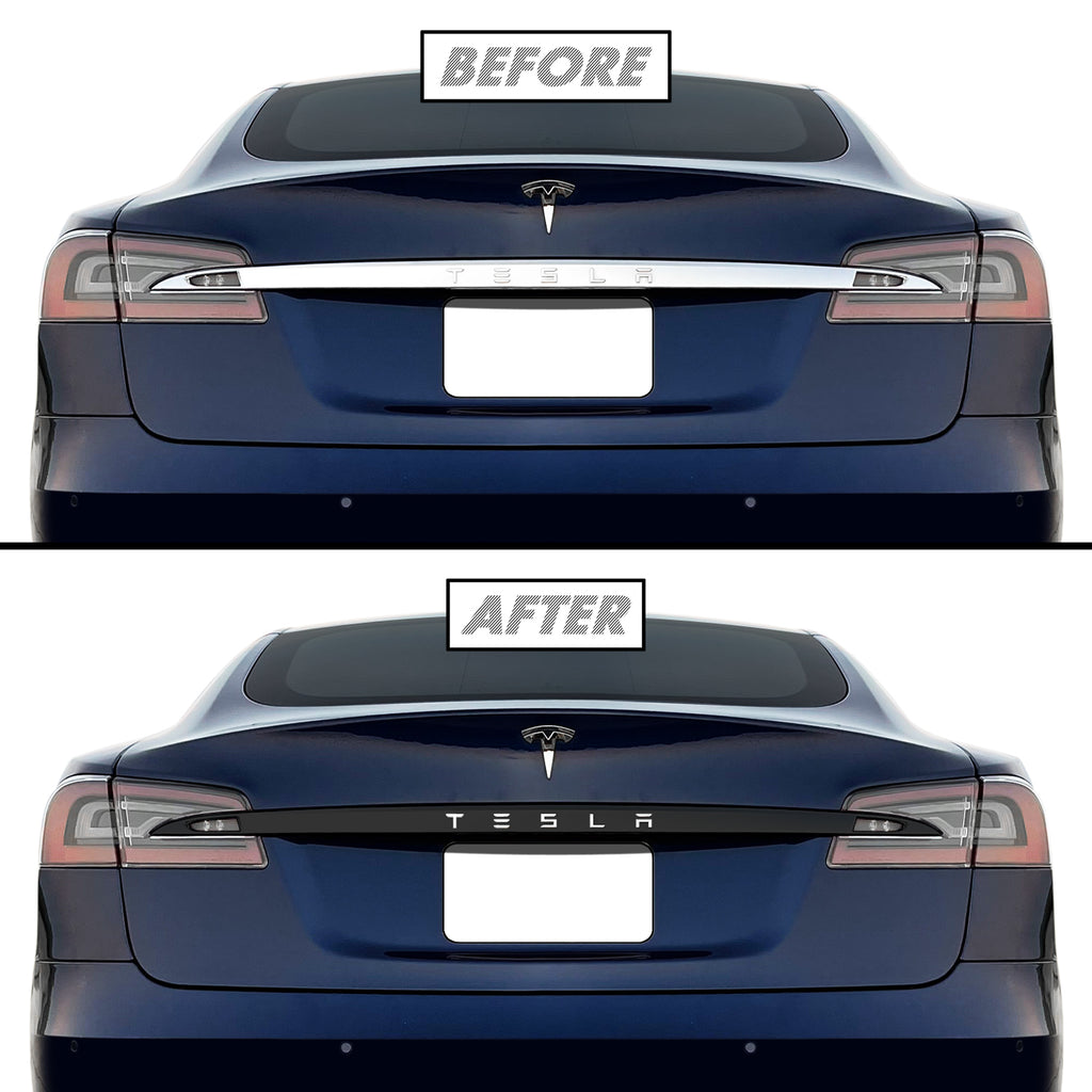 2016-2022 Tesla Model S | Rear Trunk Trim Chrome Delete PreCut Vinyl Wrap