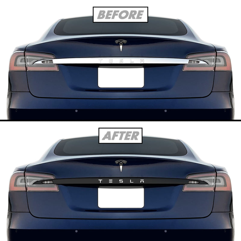 2016-2021 Tesla Model S | Rear Trunk Trim Chrome Delete PreCut Vinyl Wrap