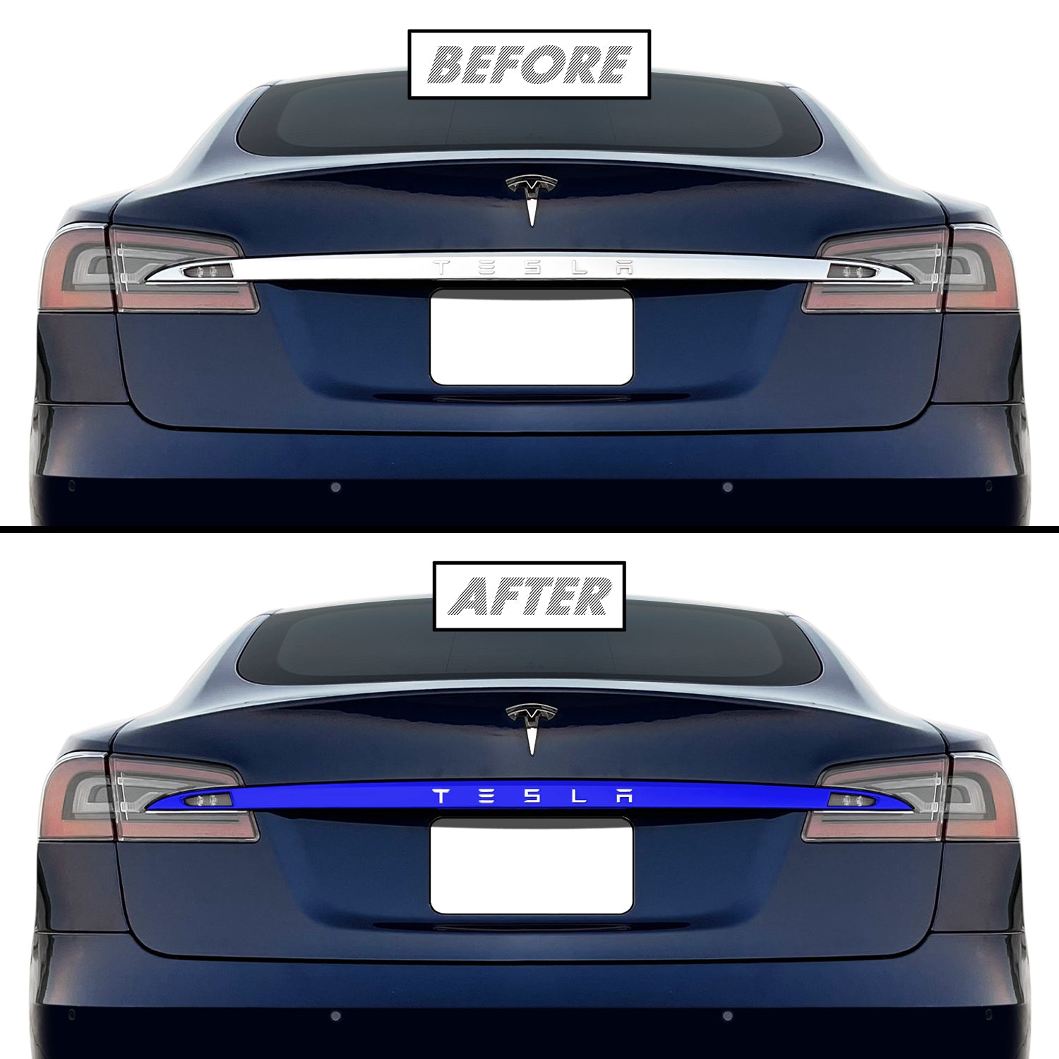 2016-2022 Tesla Model S | Rear Trunk Trim Chrome Delete PreCut Vinyl Wrap