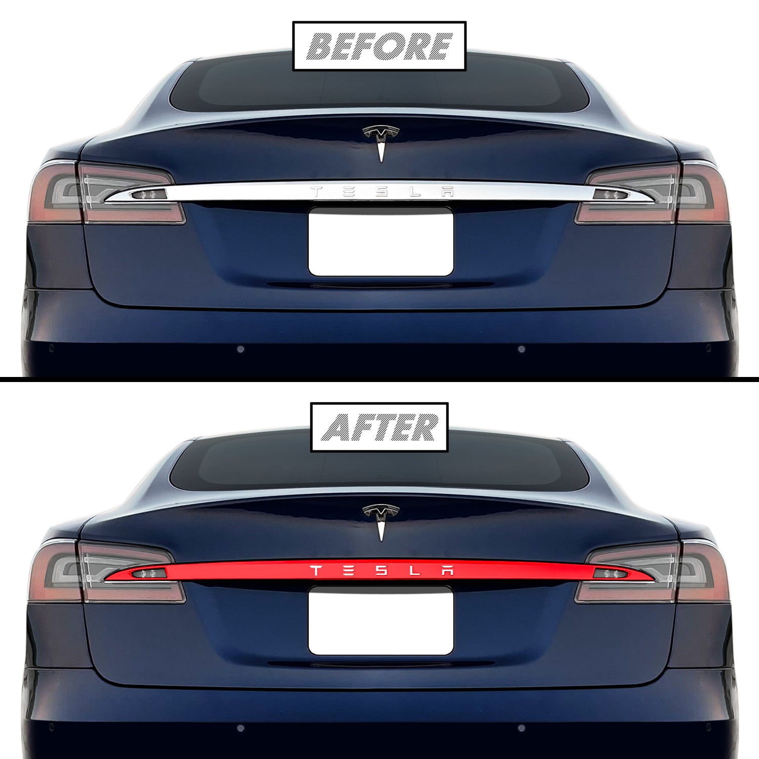 2016-2022 Tesla Model S | Rear Trunk Trim Chrome Delete PreCut Vinyl Wrap