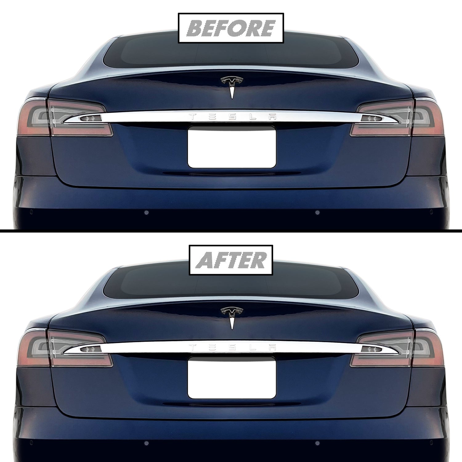 2016-2022 Tesla Model S | Rear Trunk Trim Chrome Delete PreCut Vinyl Wrap