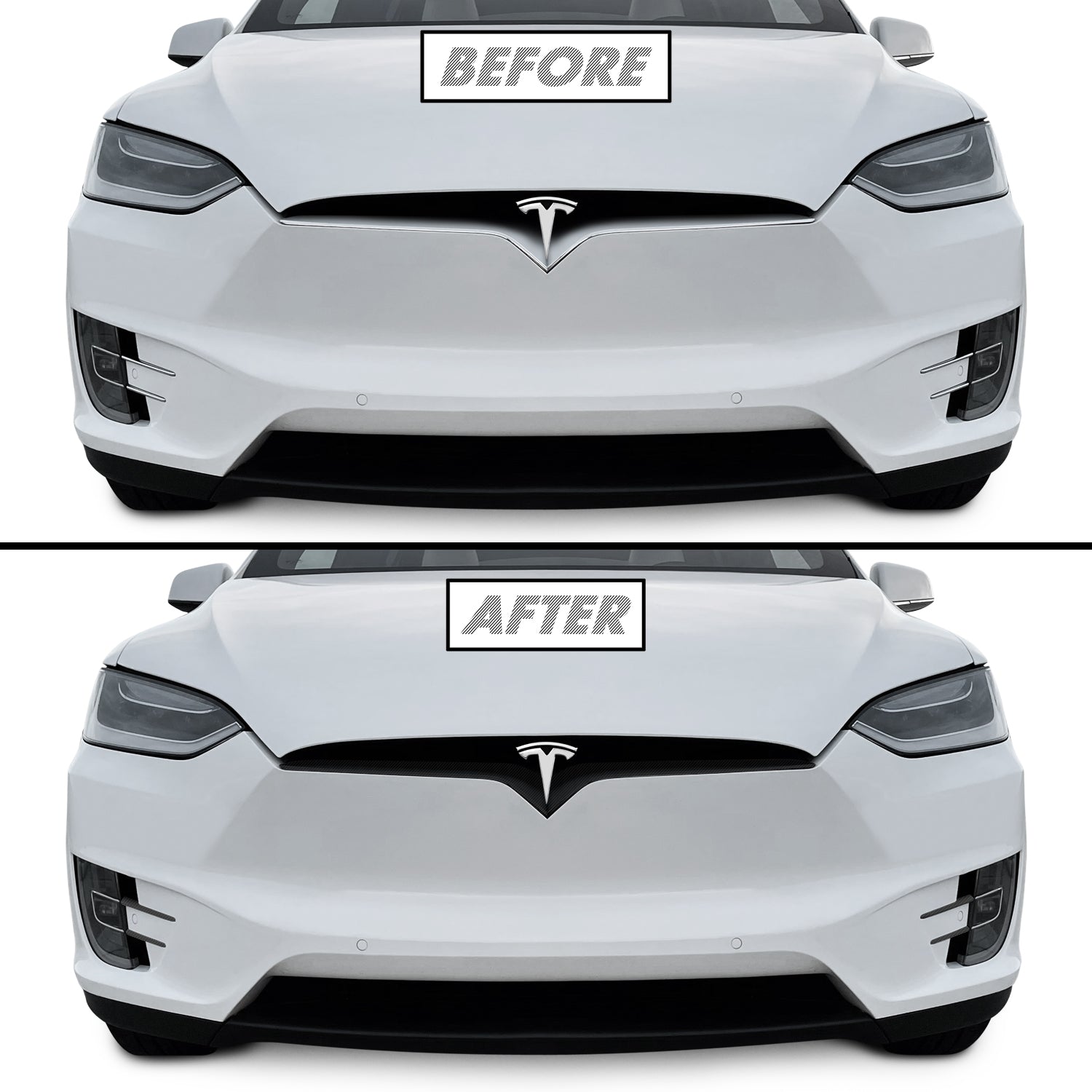 2016-2021 Tesla Model X | Front Bumper Trim Combo Chrome Delete PreCut Vinyl Wrap