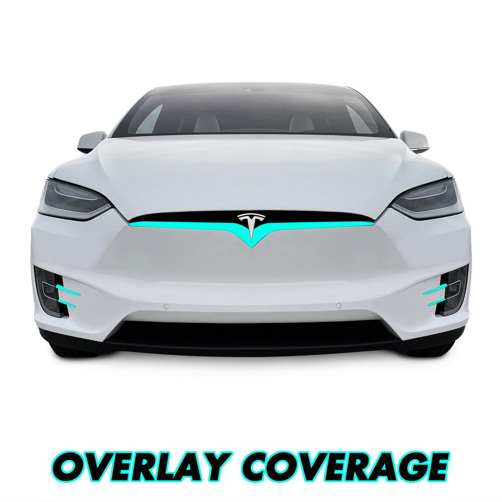 2016-2021 Tesla Model X | Front Bumper Trim Combo Chrome Delete PreCut Vinyl Wrap