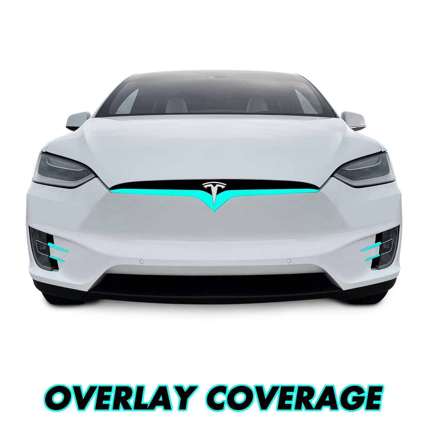 2016-2021 Tesla Model X | Front Bumper Trim Combo Chrome Delete PreCut Vinyl Wrap