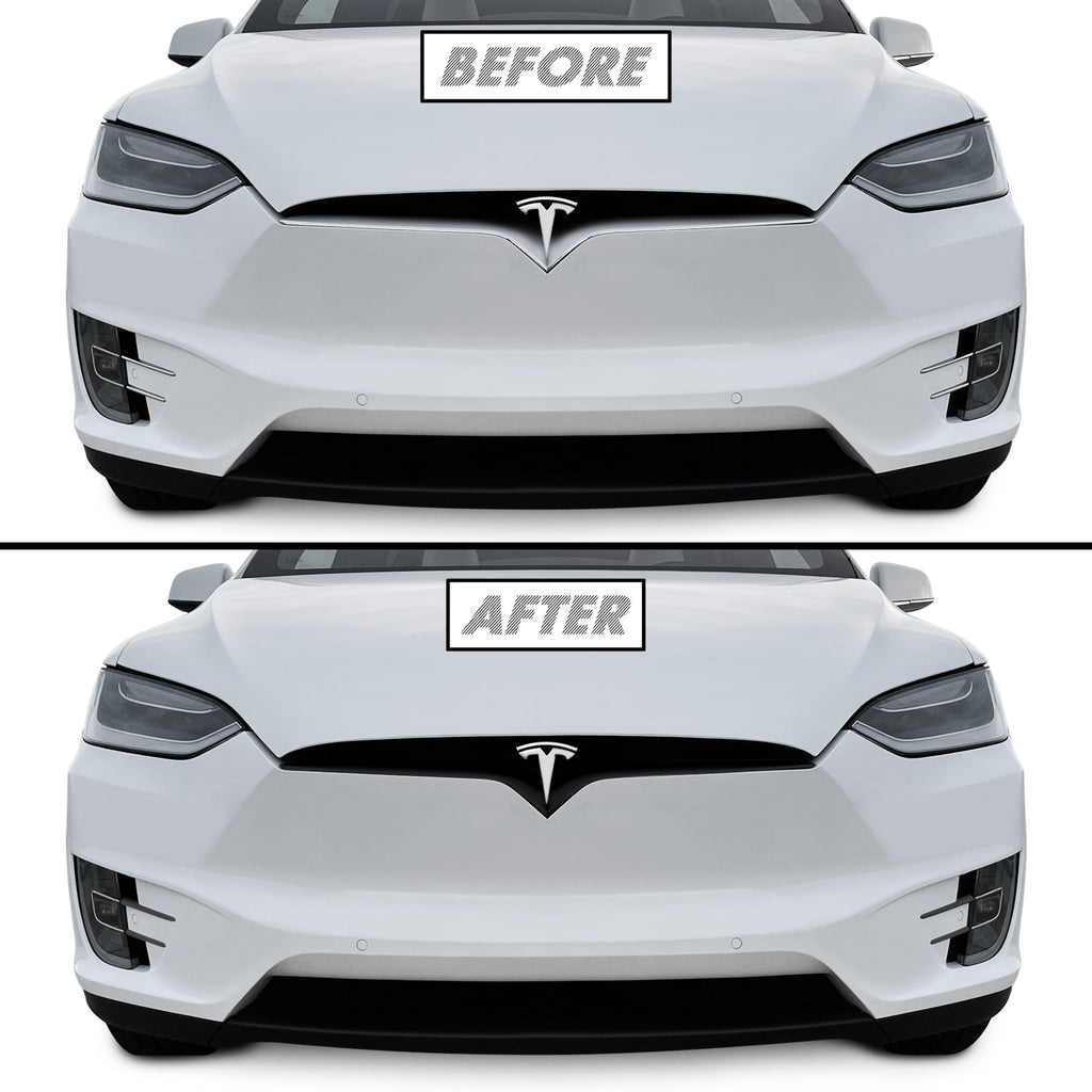 2016-2021 Tesla Model X | Front Bumper Trim Combo Chrome Delete PreCut Vinyl Wrap