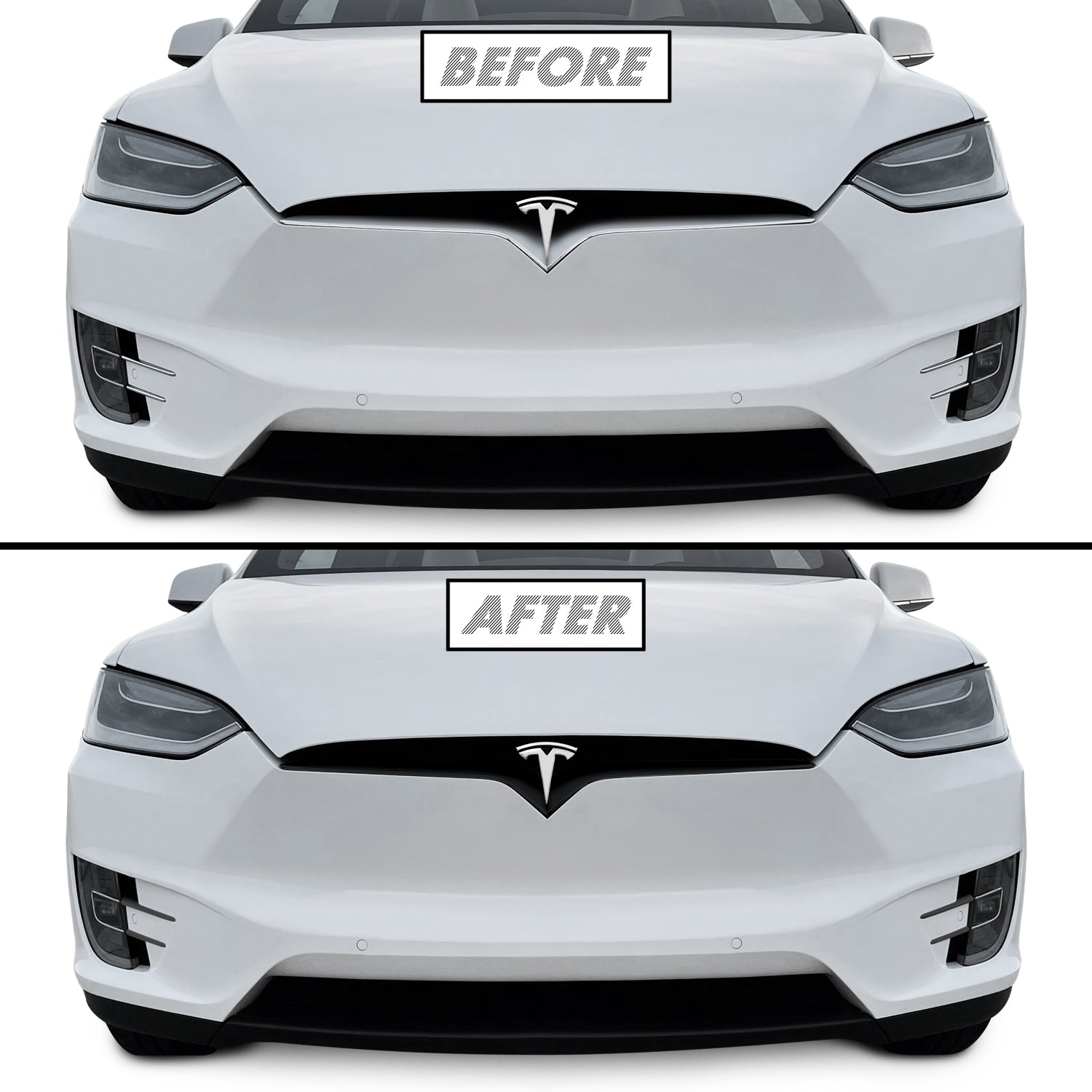 2016-2021 Tesla Model X | Front Bumper Trim Combo Chrome Delete PreCut Vinyl Wrap