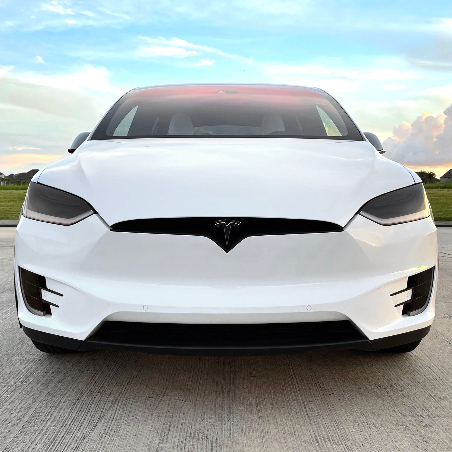 2016-2021 Tesla Model X | Front Bumper Trim Combo Chrome Delete PreCut Vinyl Wrap
