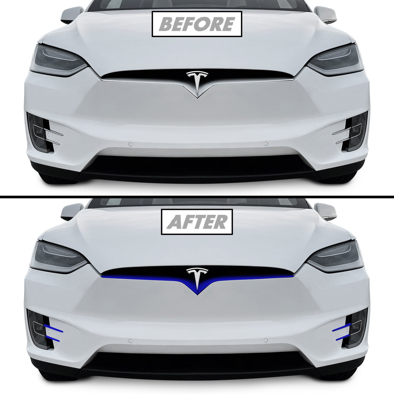 2016-2021 Tesla Model X | Front Bumper Trim Combo Chrome Delete PreCut Vinyl Wrap