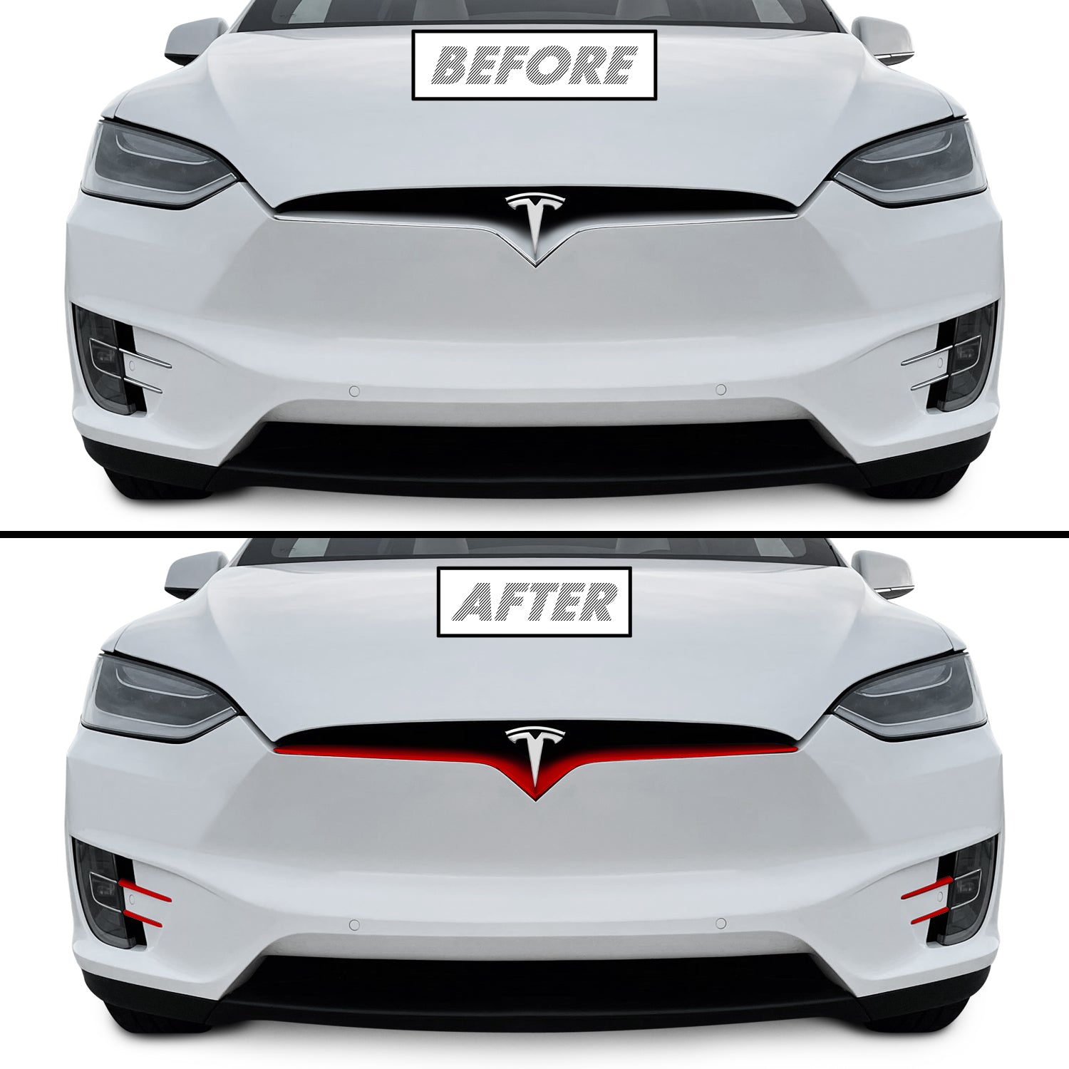 2016-2021 Tesla Model X | Front Bumper Trim Combo Chrome Delete PreCut Vinyl Wrap