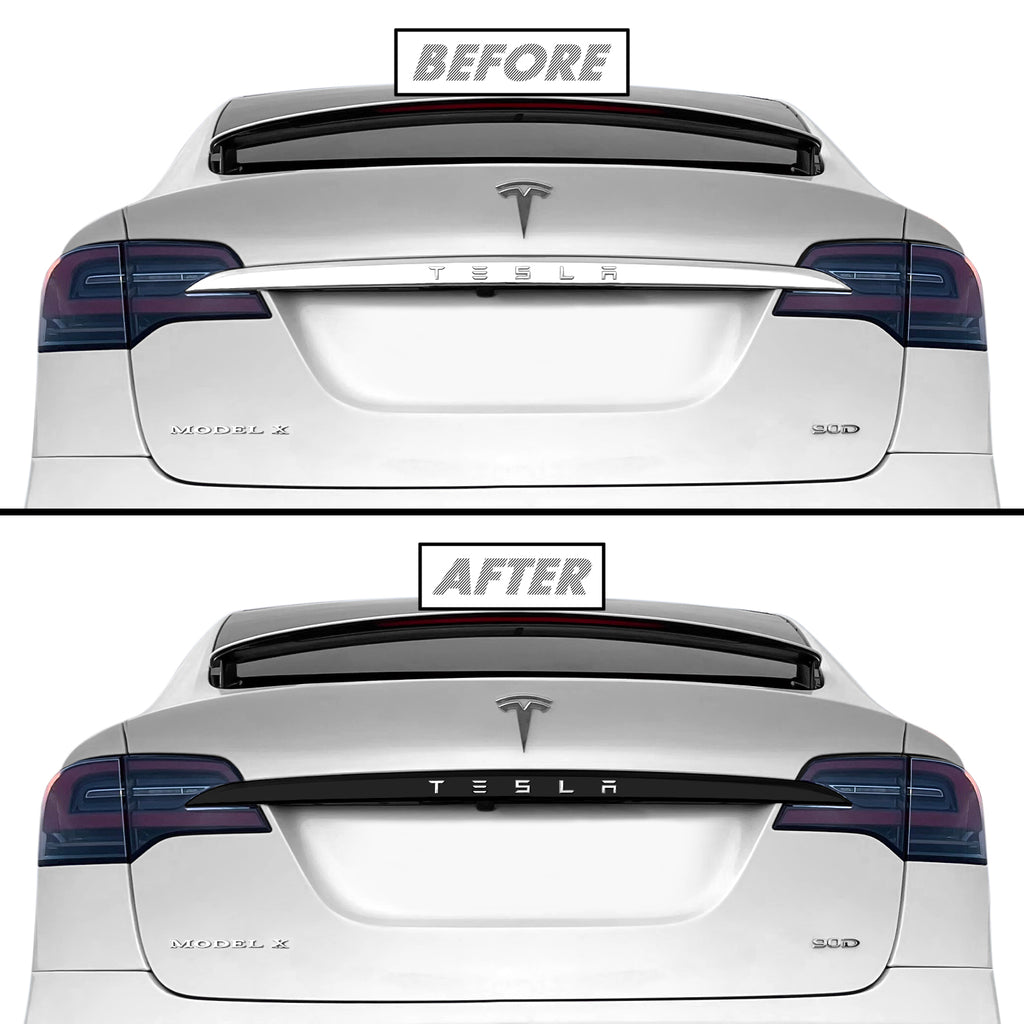 2016-2021 Tesla Model X | Rear Trunk Trim Chrome Delete PreCut Vinyl Wrap