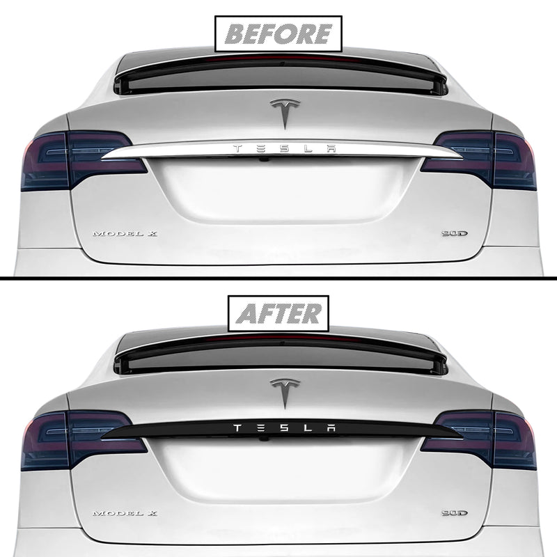 2016-2021 Tesla Model X | Rear Trunk Trim Chrome Delete PreCut Vinyl Wrap