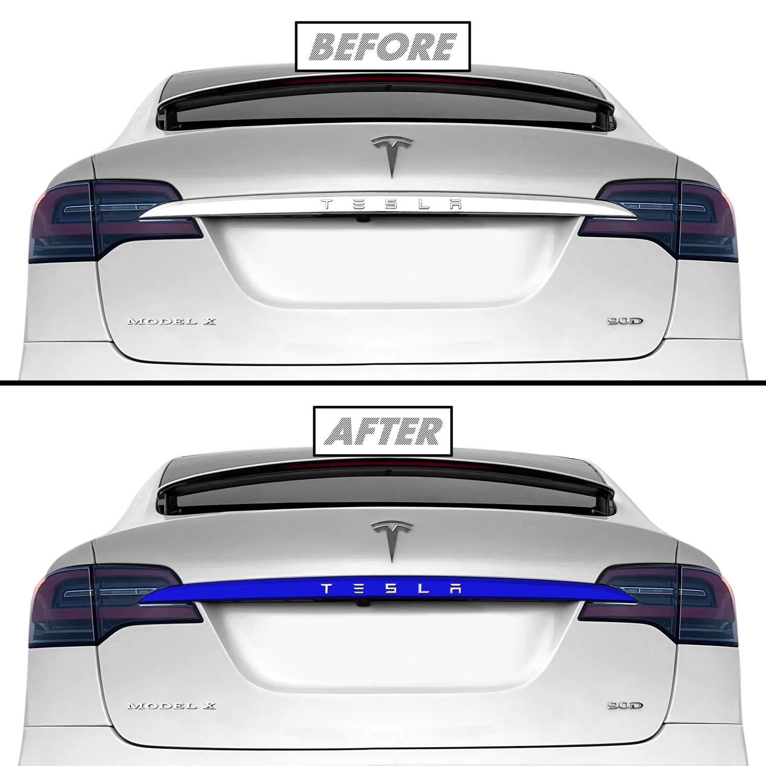 2016-2021 Tesla Model X | Rear Trunk Trim Chrome Delete PreCut Vinyl Wrap